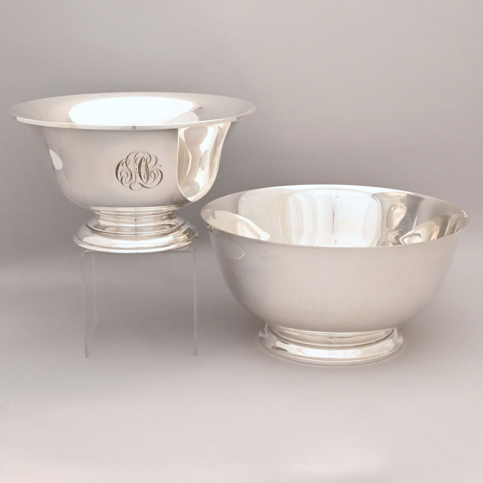Two American Sterling Silver Bowls: Two American Sterling Silver Bowls, 20th Century. The first The Stieff Company, Baltimore, Maryland, 1932, engraved with the initials "CPCL," marked "STIEFF/ STERLING/ 026," "S" into a diamond and