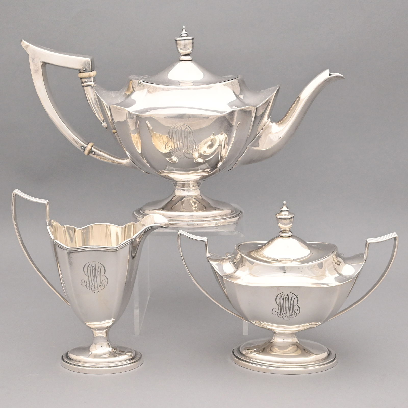 American Sterling Silver Three-Piece Tea Service (1 of 12)