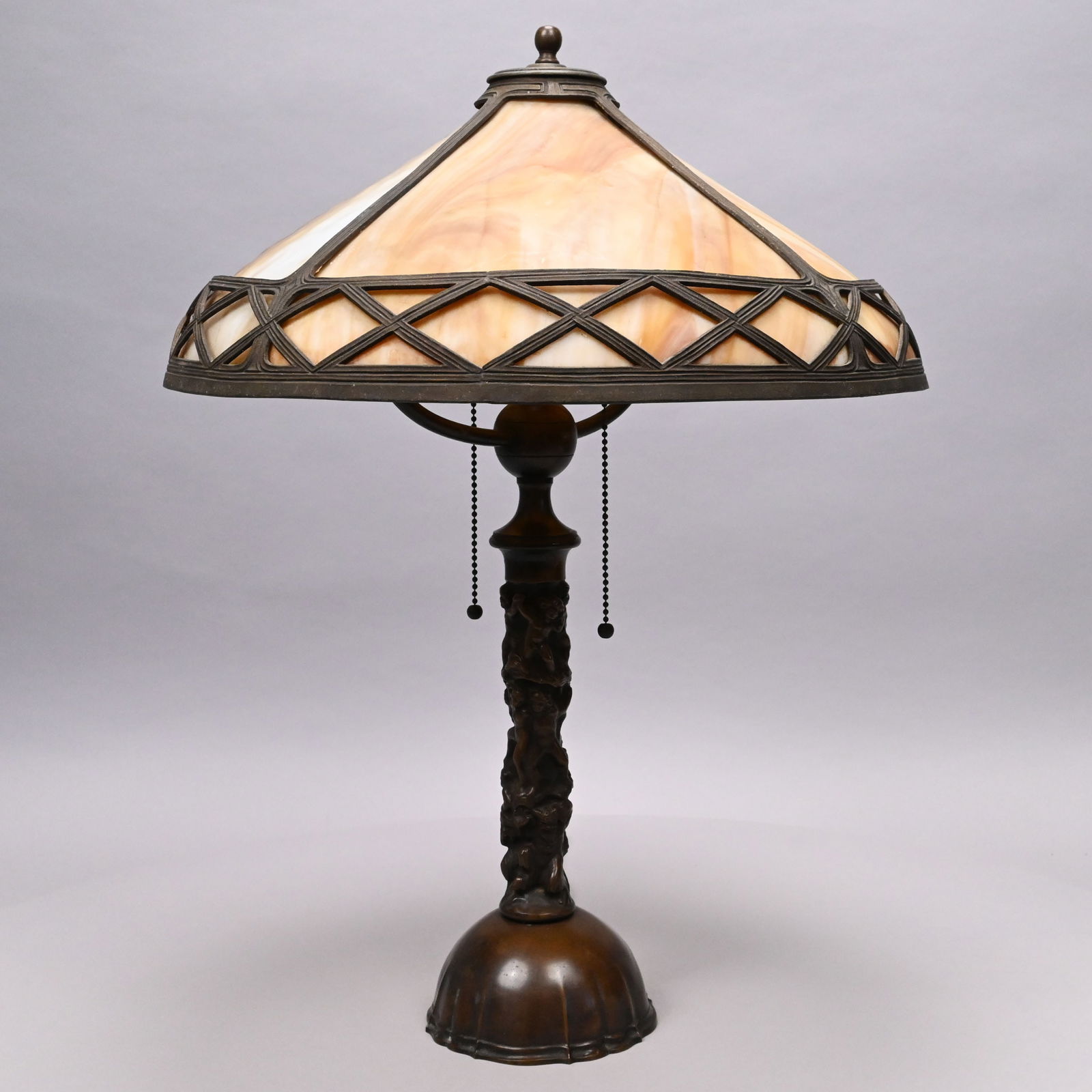 Arts & Crafts Bronze Table Lamp Base, B & H Shade (1 of 11)