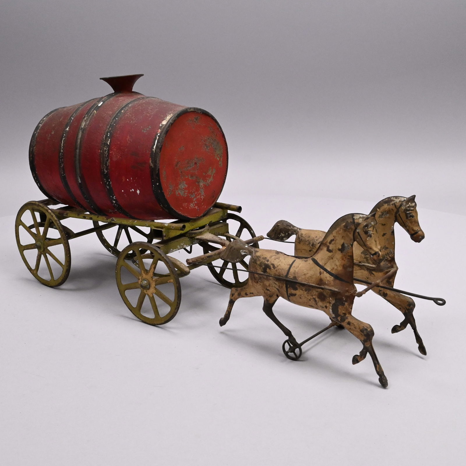 American Painted Tin Horse-Drawn Water Wagon (1 of 7)
