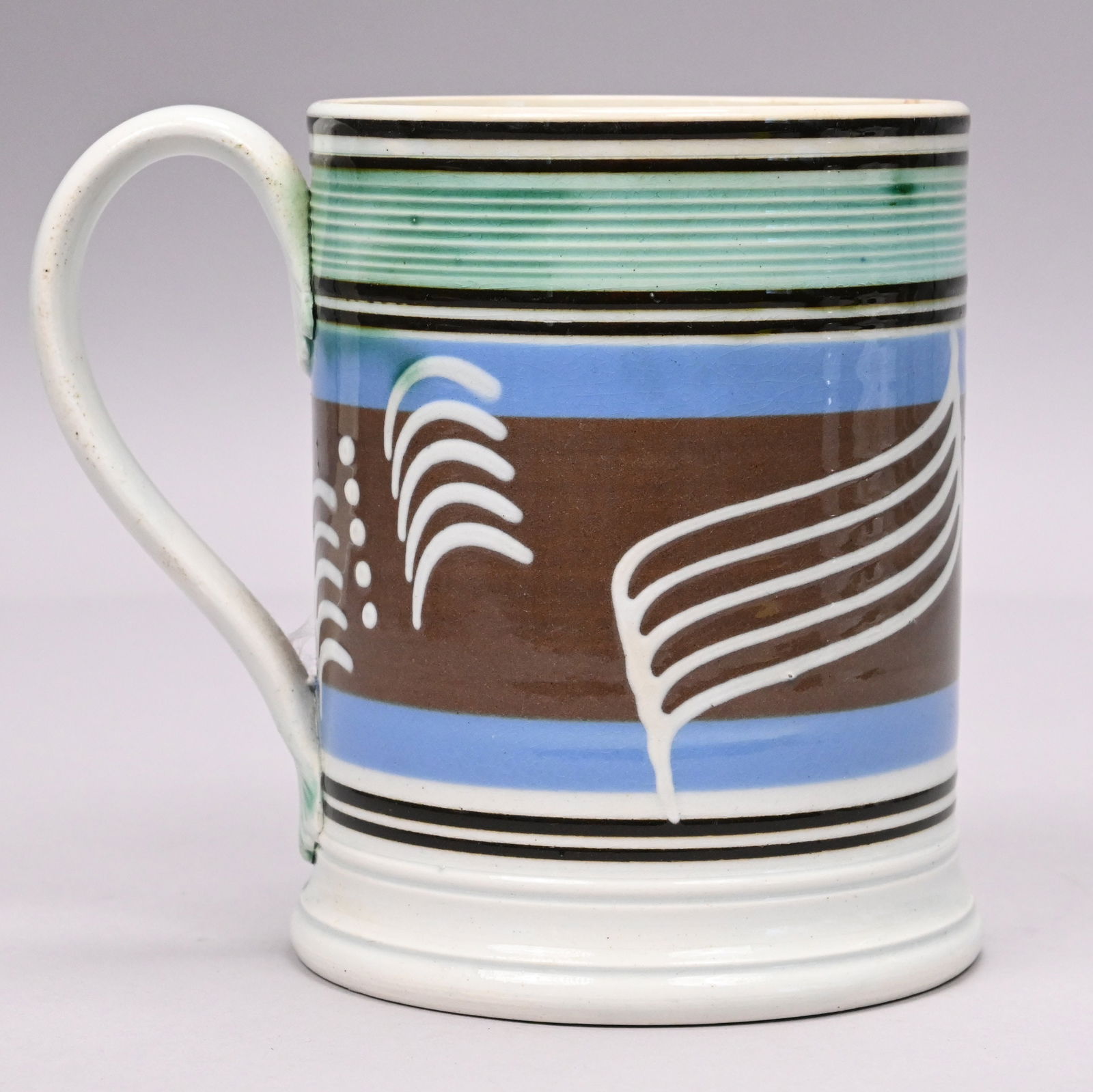 British Pearlware Mochaware Quart Mug (1 of 6)