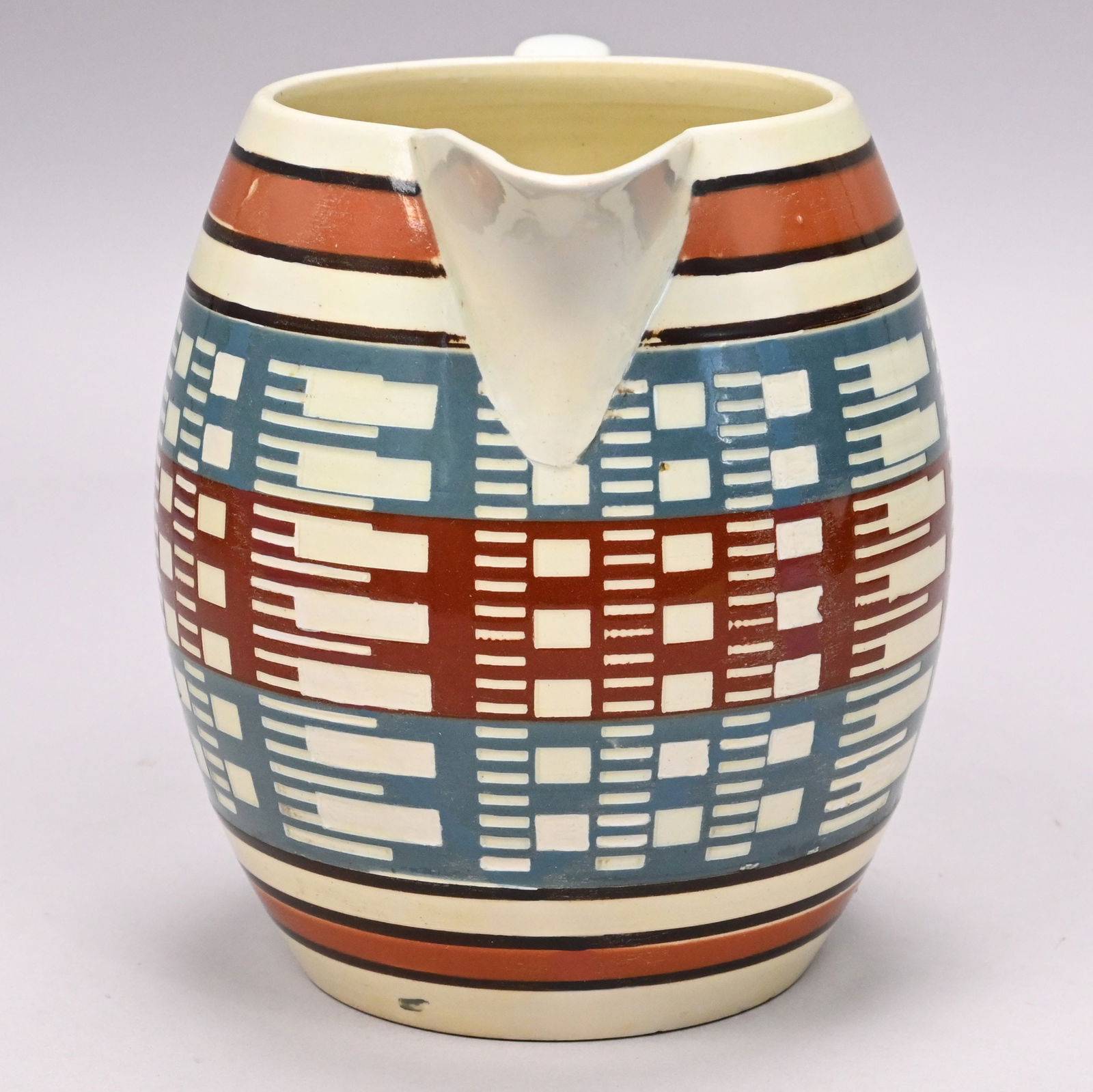 British Creamware Mochaware Jug - 2