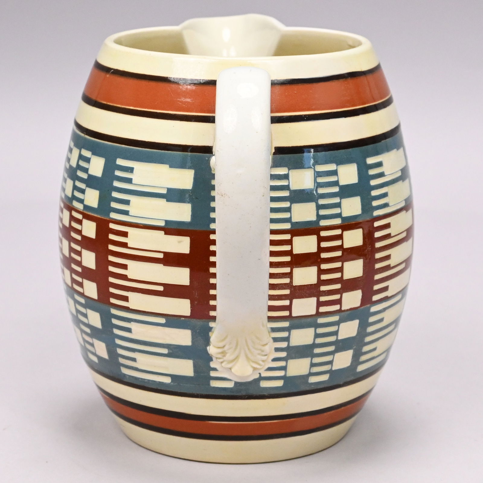 British Creamware Mochaware Jug - 4