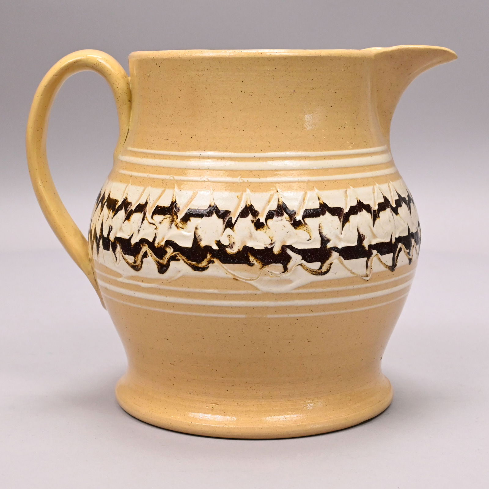 Yellowware Combed and Slip-Banded Mochaware Jug (1 of 6)