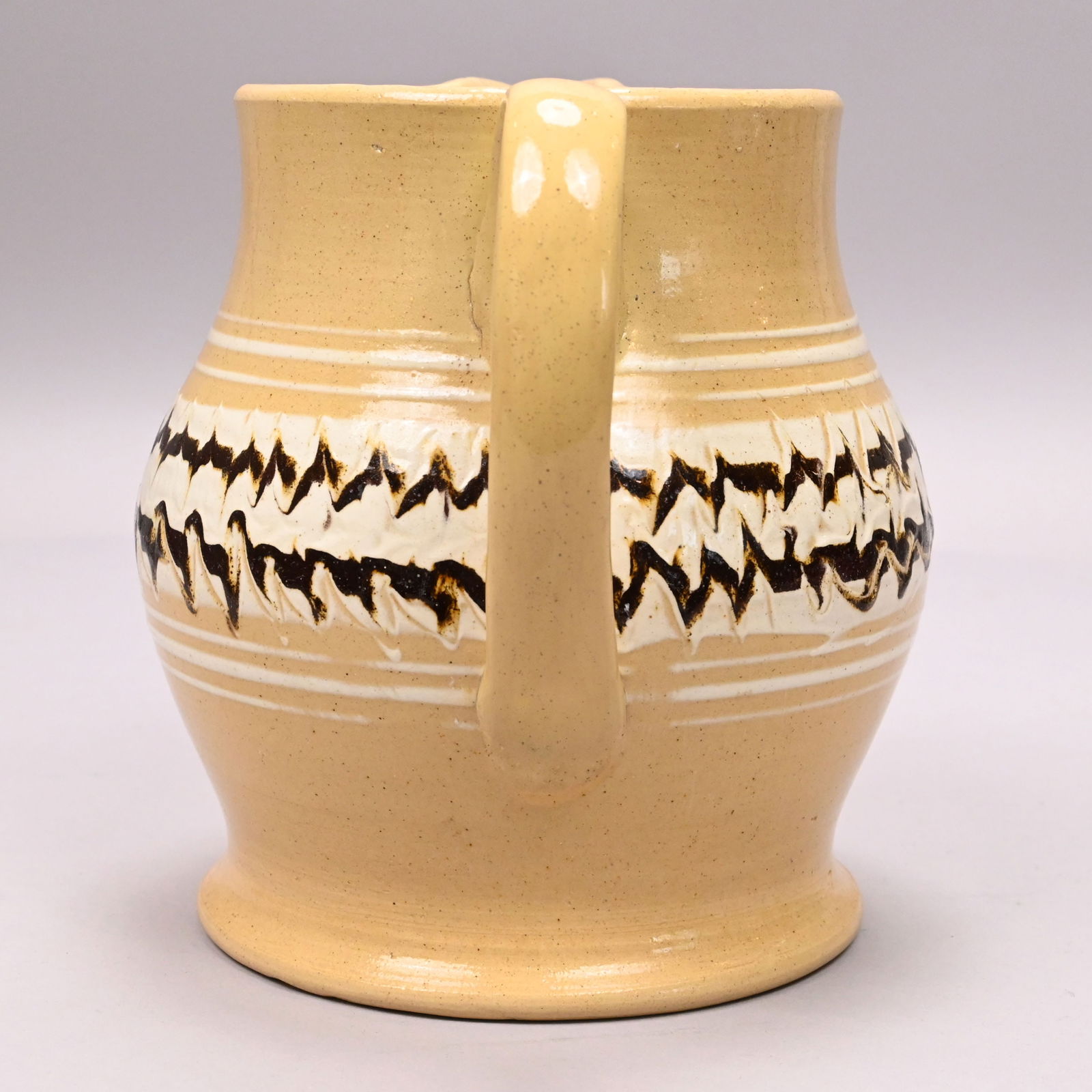 Yellowware Combed and Slip-Banded Mochaware Jug - 4