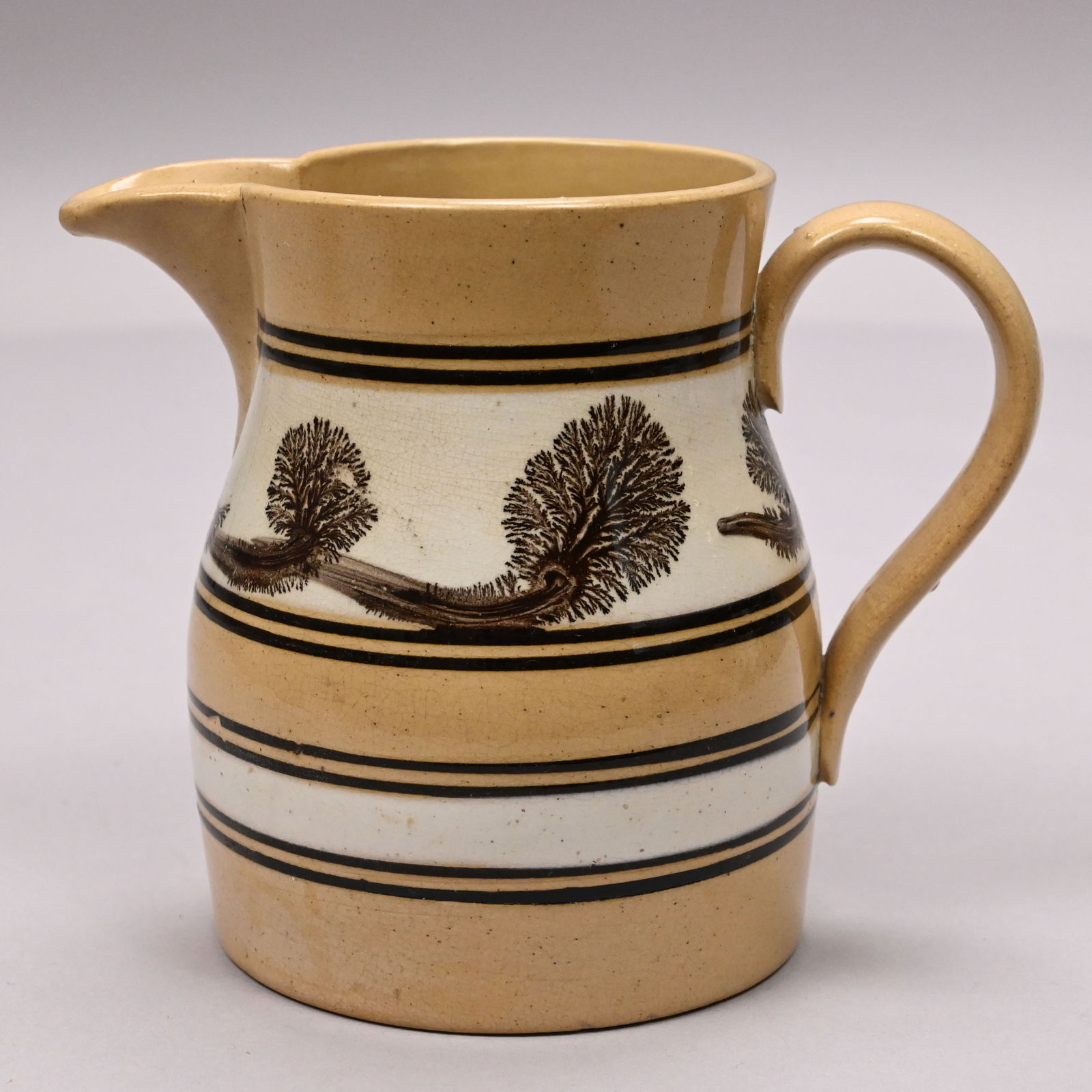 Two Yellowware Dendritic Slip-Banded MochawareJugs - 10