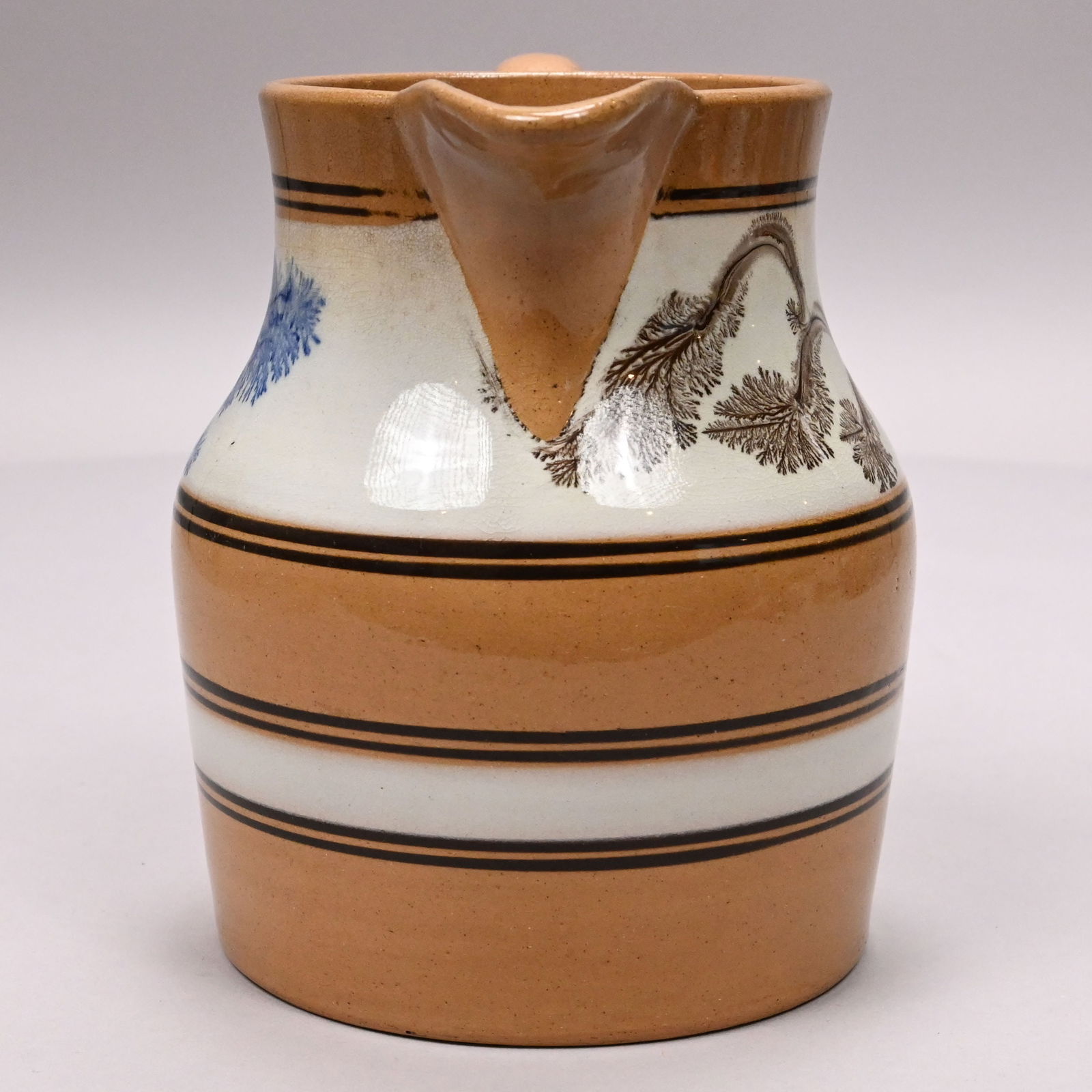 Two Yellowware Dendritic Slip-Banded MochawareJugs - 3