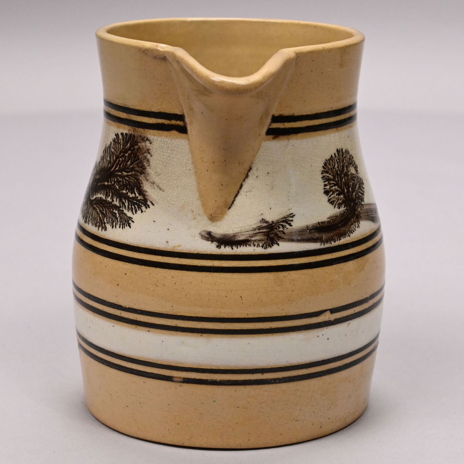 Two Yellowware Dendritic Slip-Banded MochawareJugs - 9