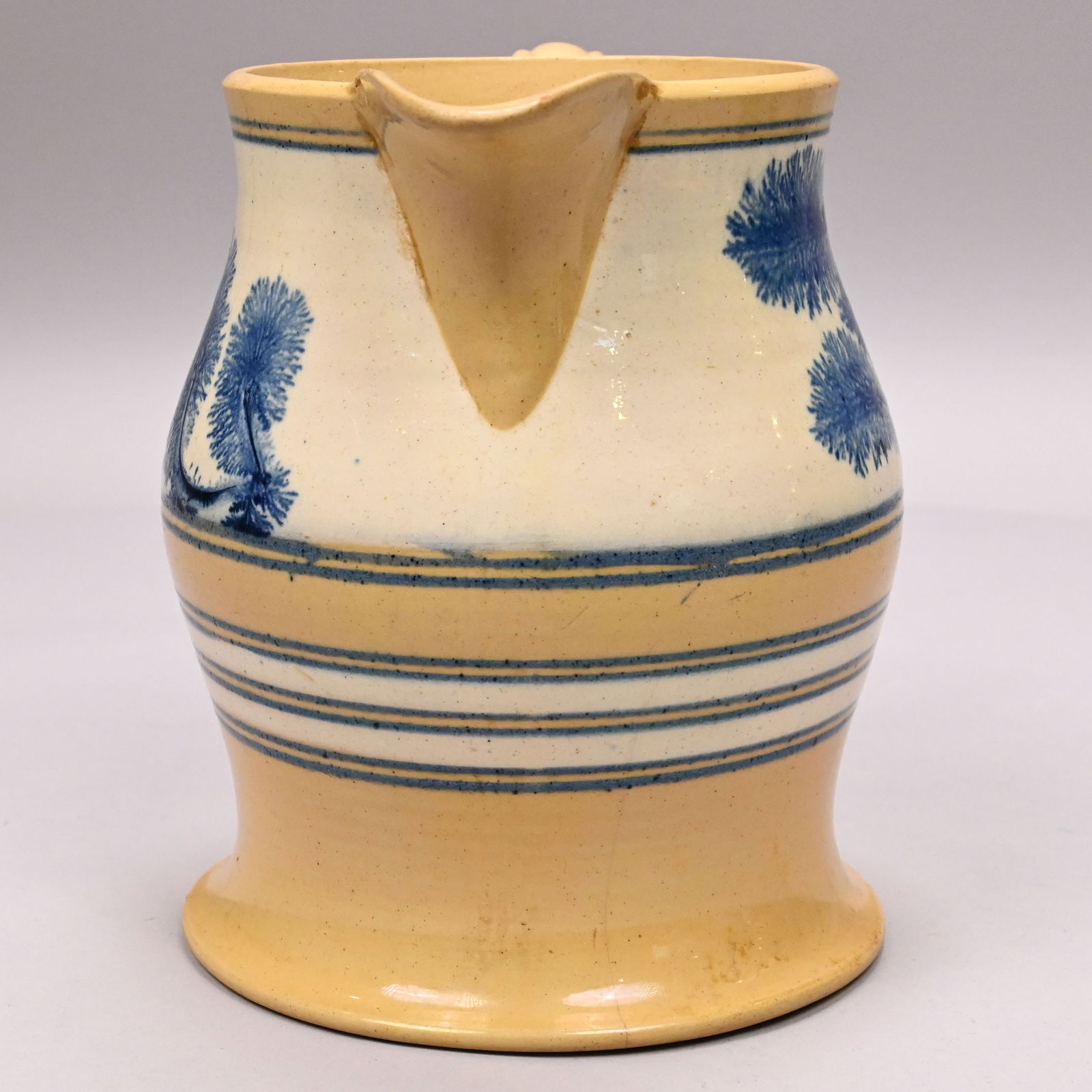 Yellowware Dendritic Slip-Banded Mochaware Jug - 2