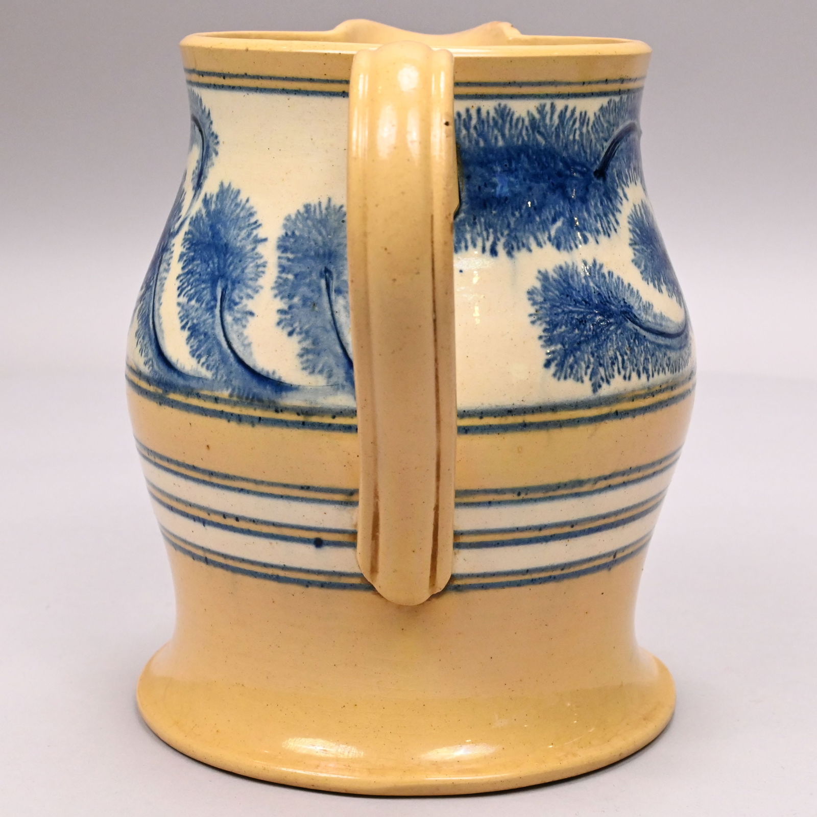 Yellowware Dendritic Slip-Banded Mochaware Jug - 4