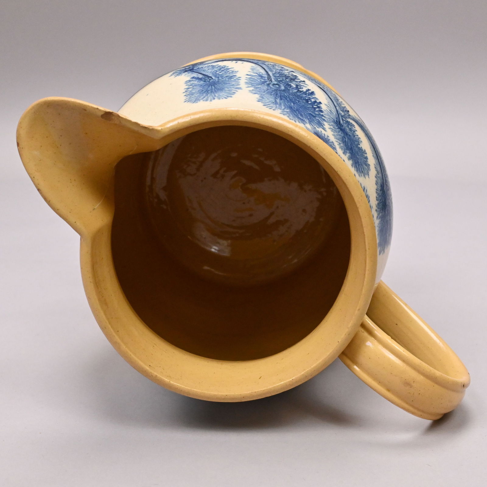 Yellowware Dendritic Slip-Banded Mochaware Jug - 5