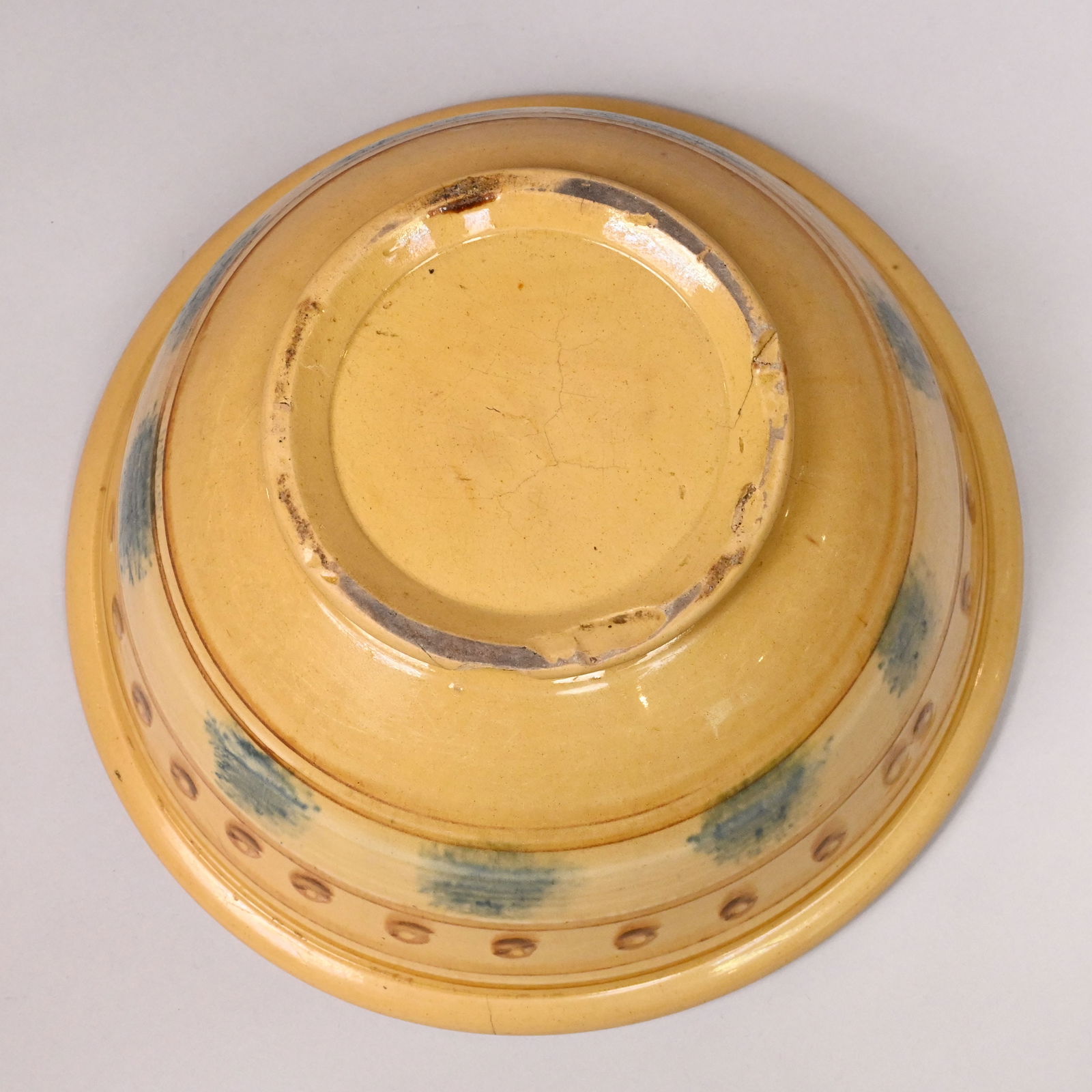 Yellowware Dendritic Mochaware Jug & Bowl - 7