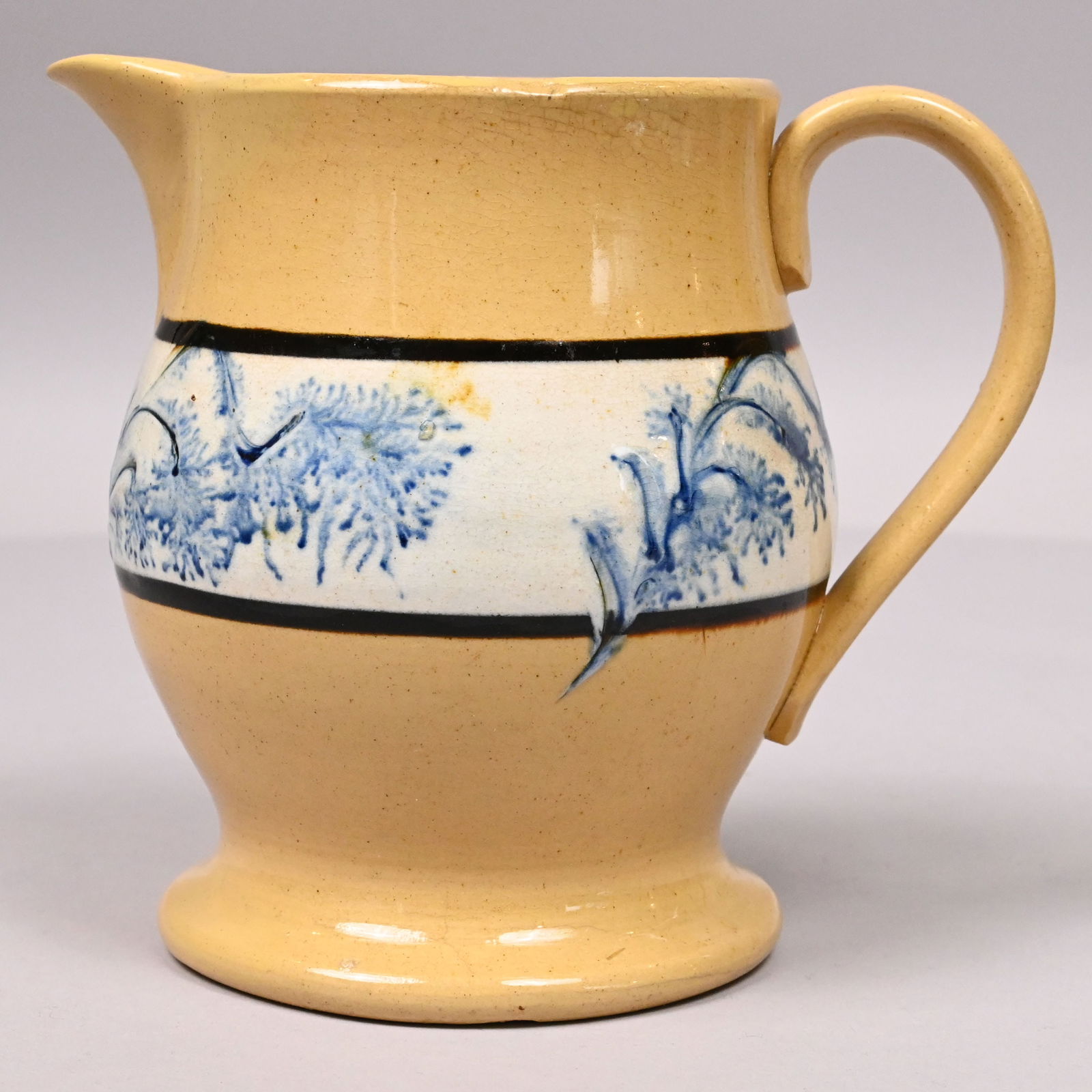 Yellowware Dendritic Mochaware Jug & Bowl - 11