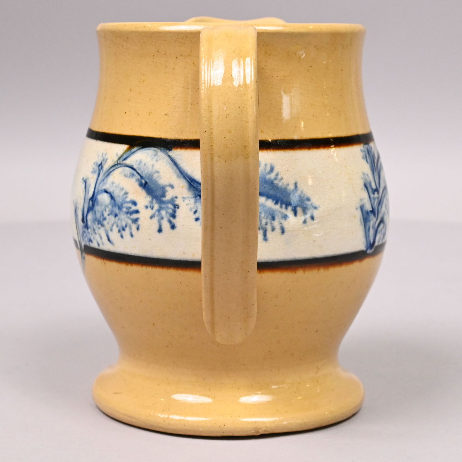 Yellowware Dendritic Mochaware Jug & Bowl - 12