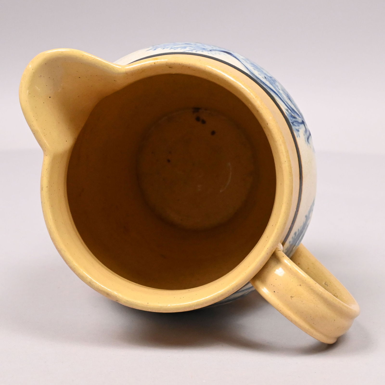 Yellowware Dendritic Mochaware Jug & Bowl - 13