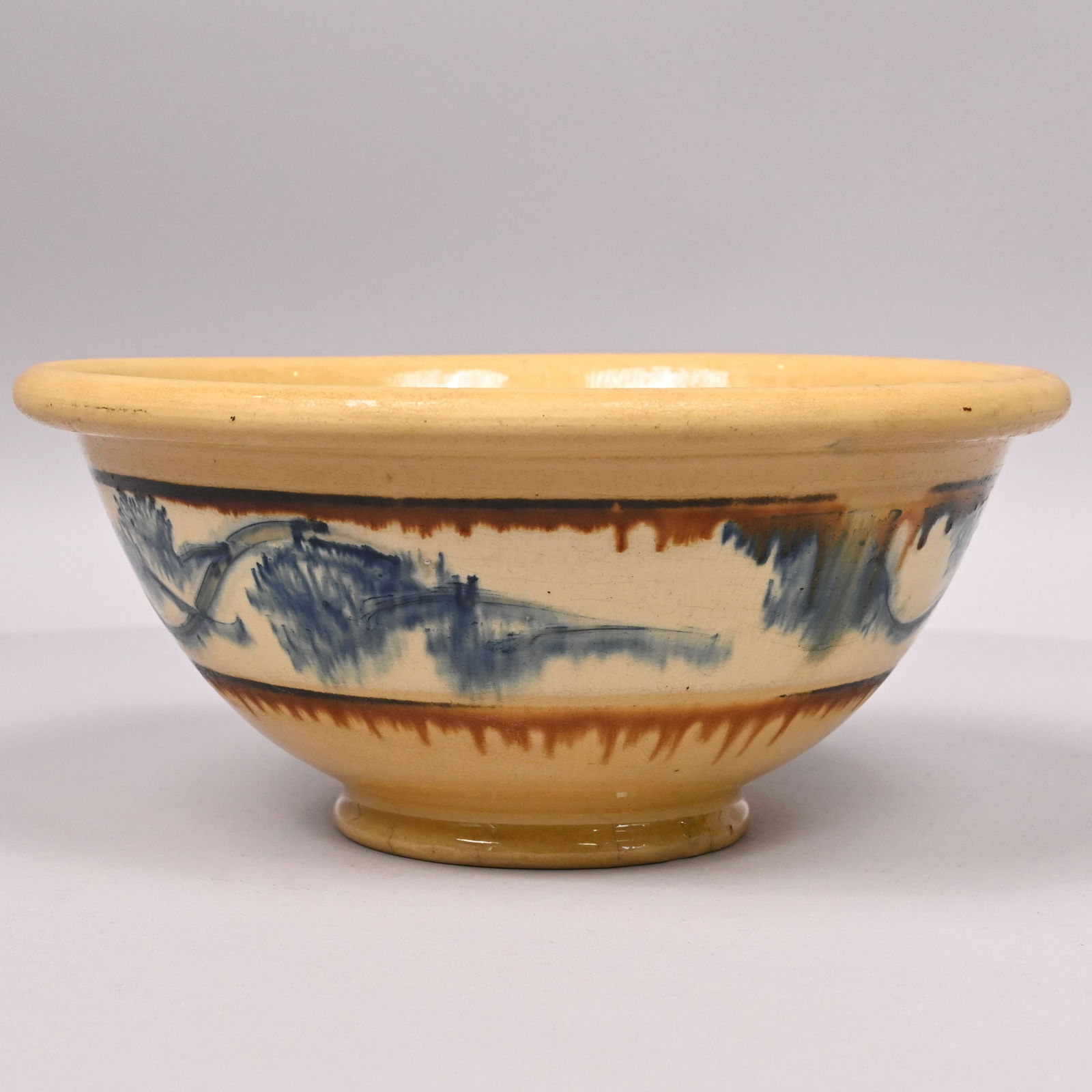 Yellowware Dendritic Mochaware Jug & Bowl - 3