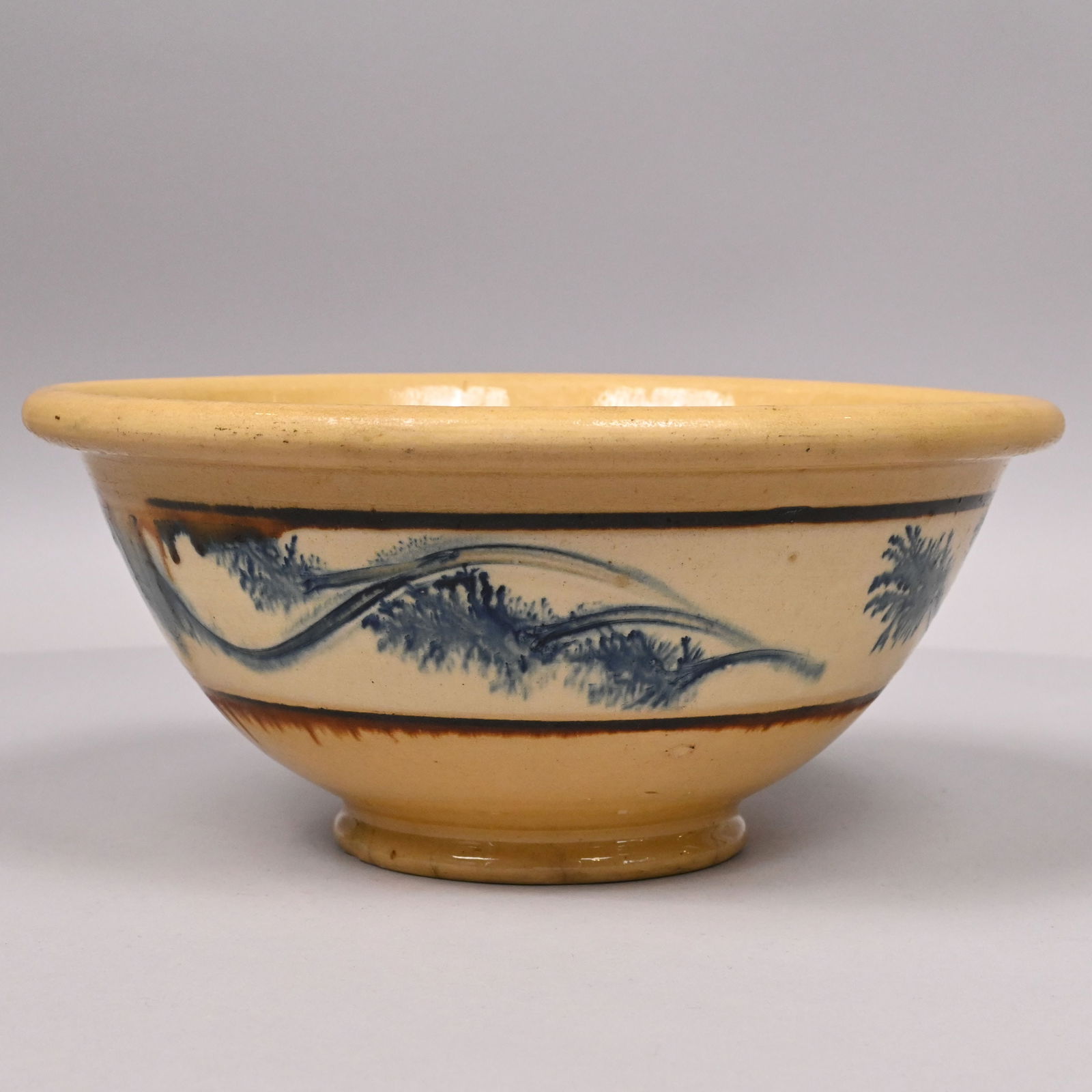 Yellowware Dendritic Mochaware Jug & Bowl - 4