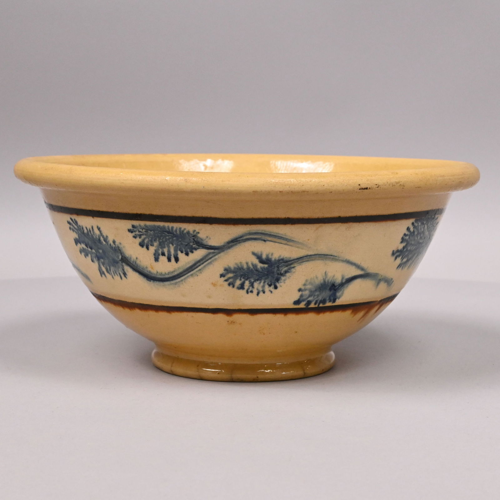 Yellowware Dendritic Mochaware Jug & Bowl - 5