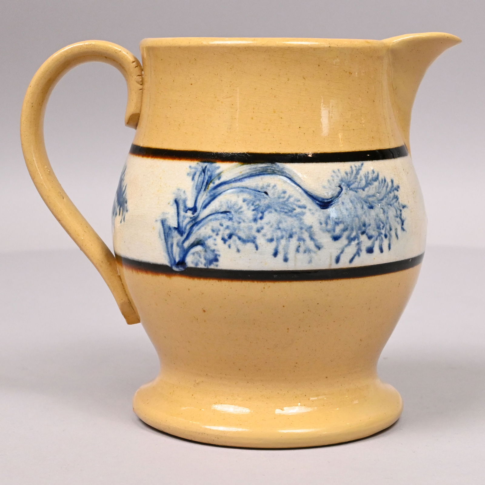 Yellowware Dendritic Mochaware Jug & Bowl - 9