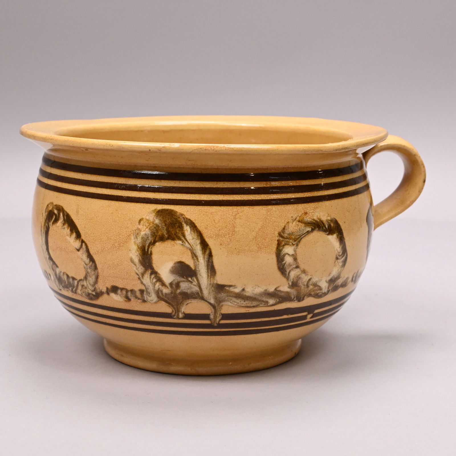 Yellowware Slip-Banded Mochaware Chamber Pot - 3