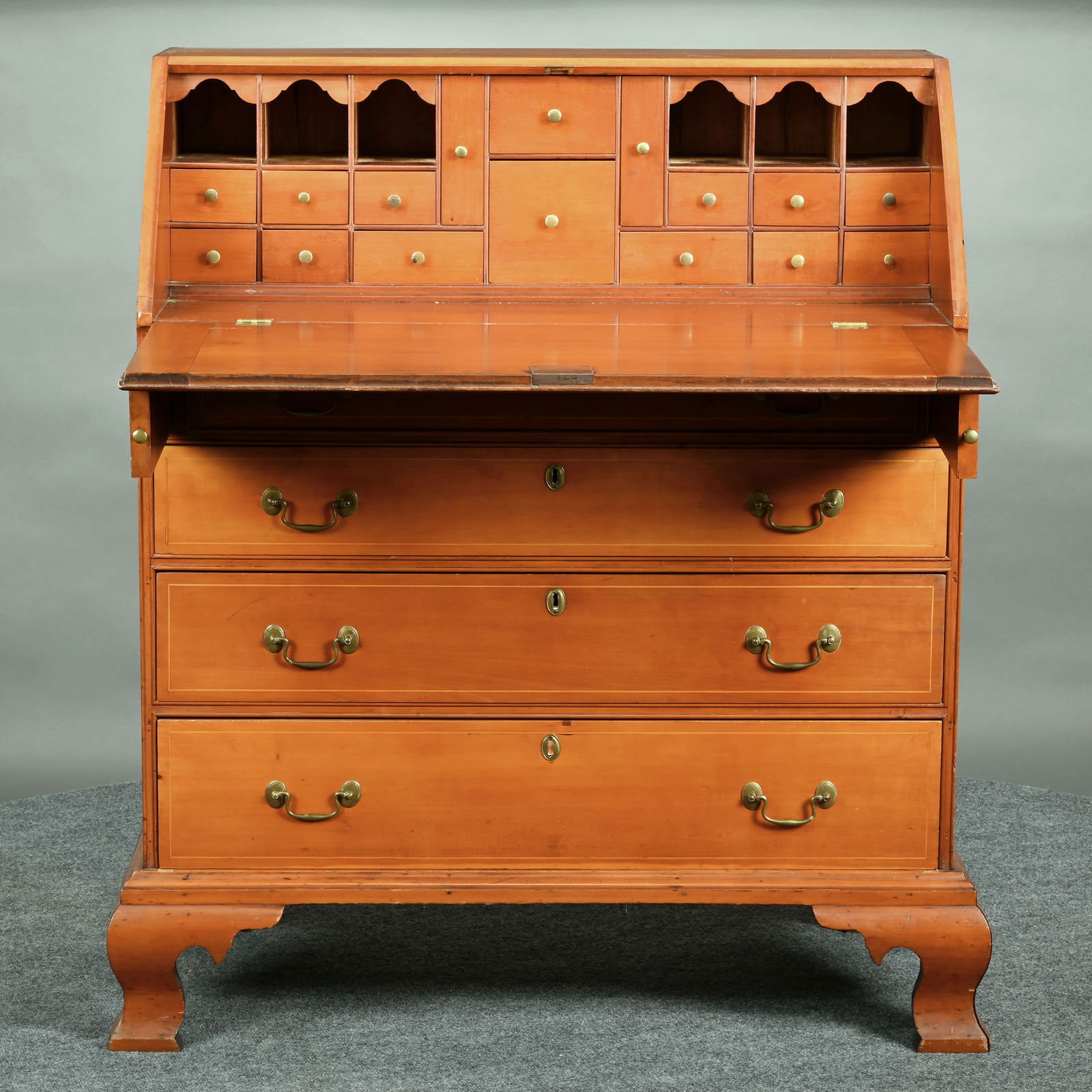 Connecticut Chippendale Inlaid Cherry Desk - 10