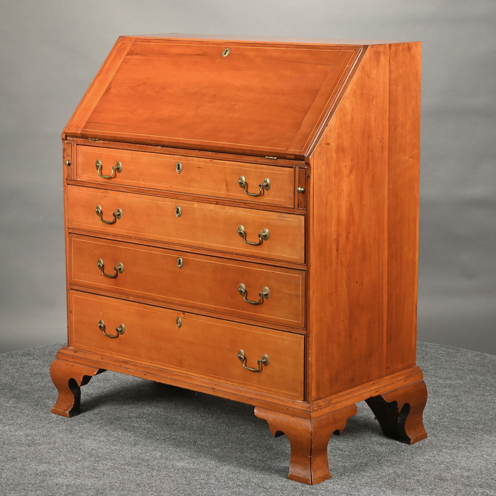 Connecticut Chippendale Inlaid Cherry Desk - 3