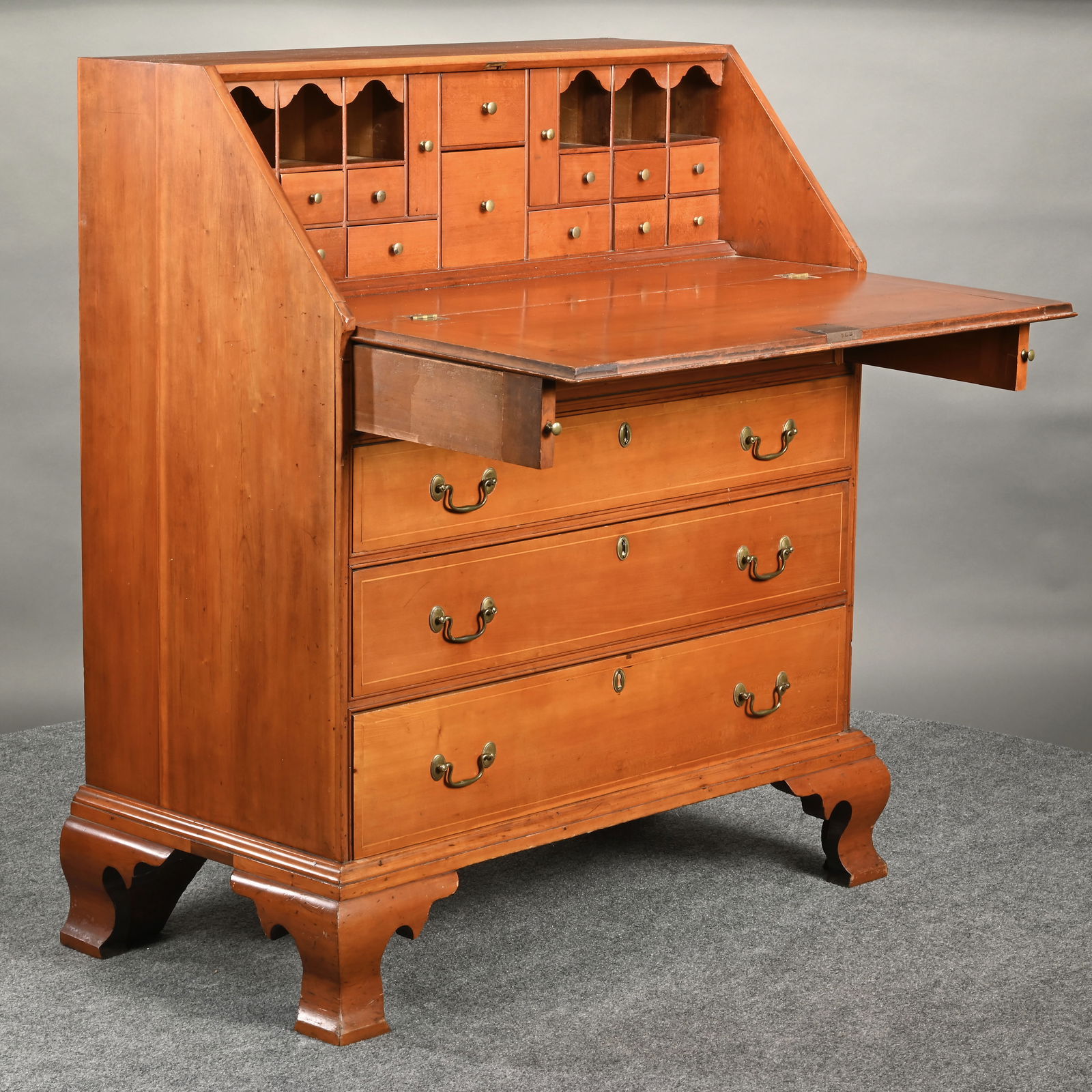 Connecticut Chippendale Inlaid Cherry Desk - 9