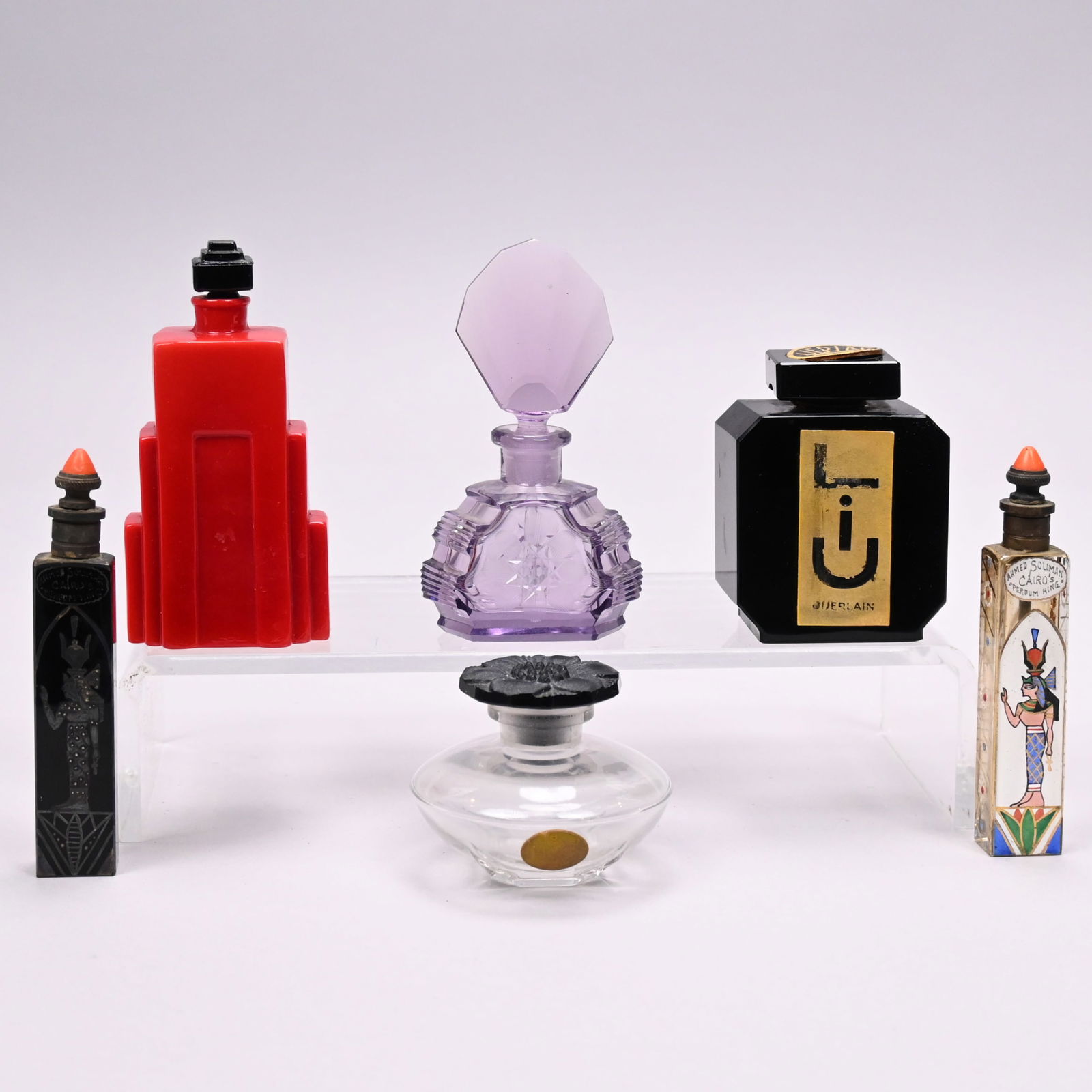 Six Art Deco Glass Perfume Bottles (1 of 20)