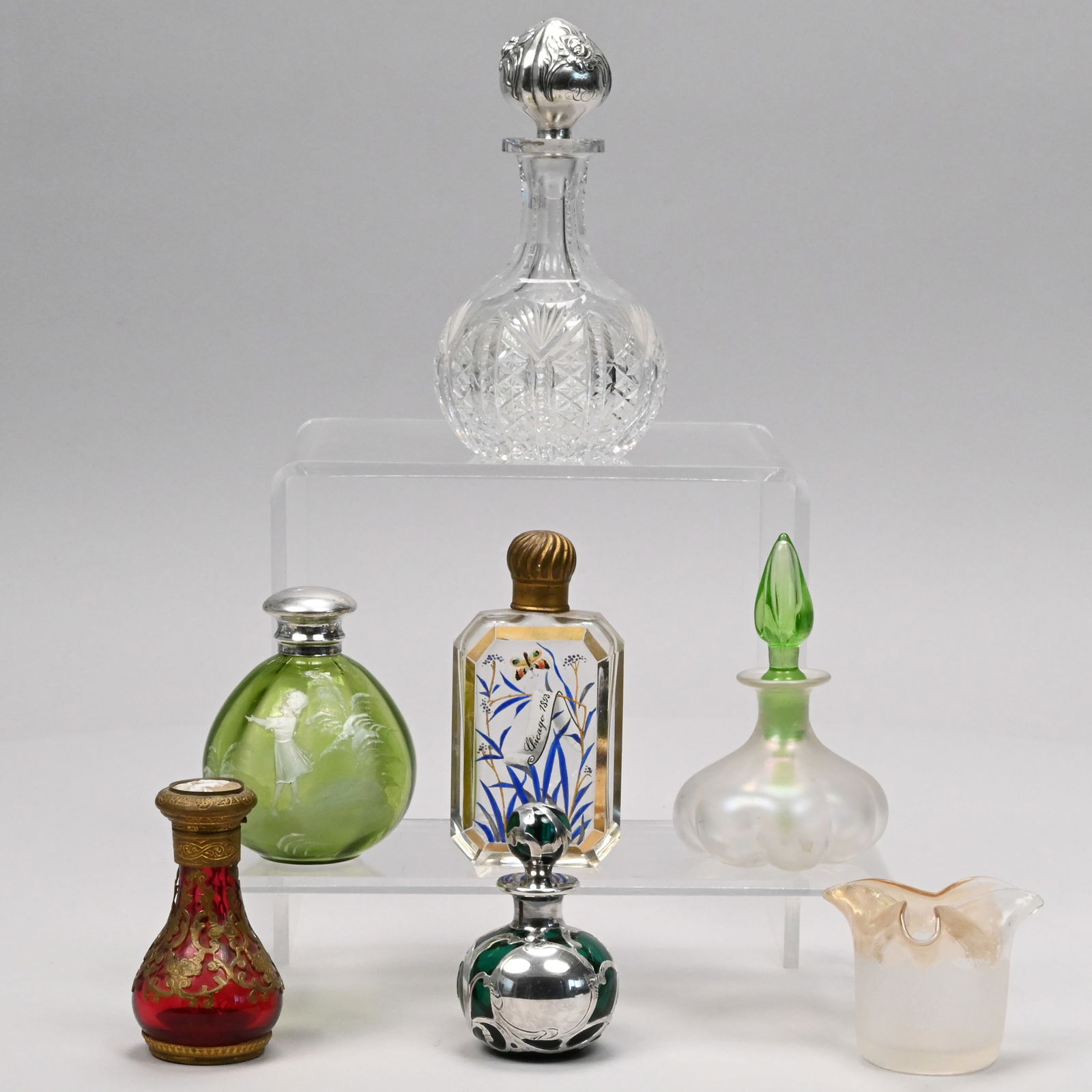 Six Amer & Bohemian Glass Perfume/Cologne Bottles (1 of 20)