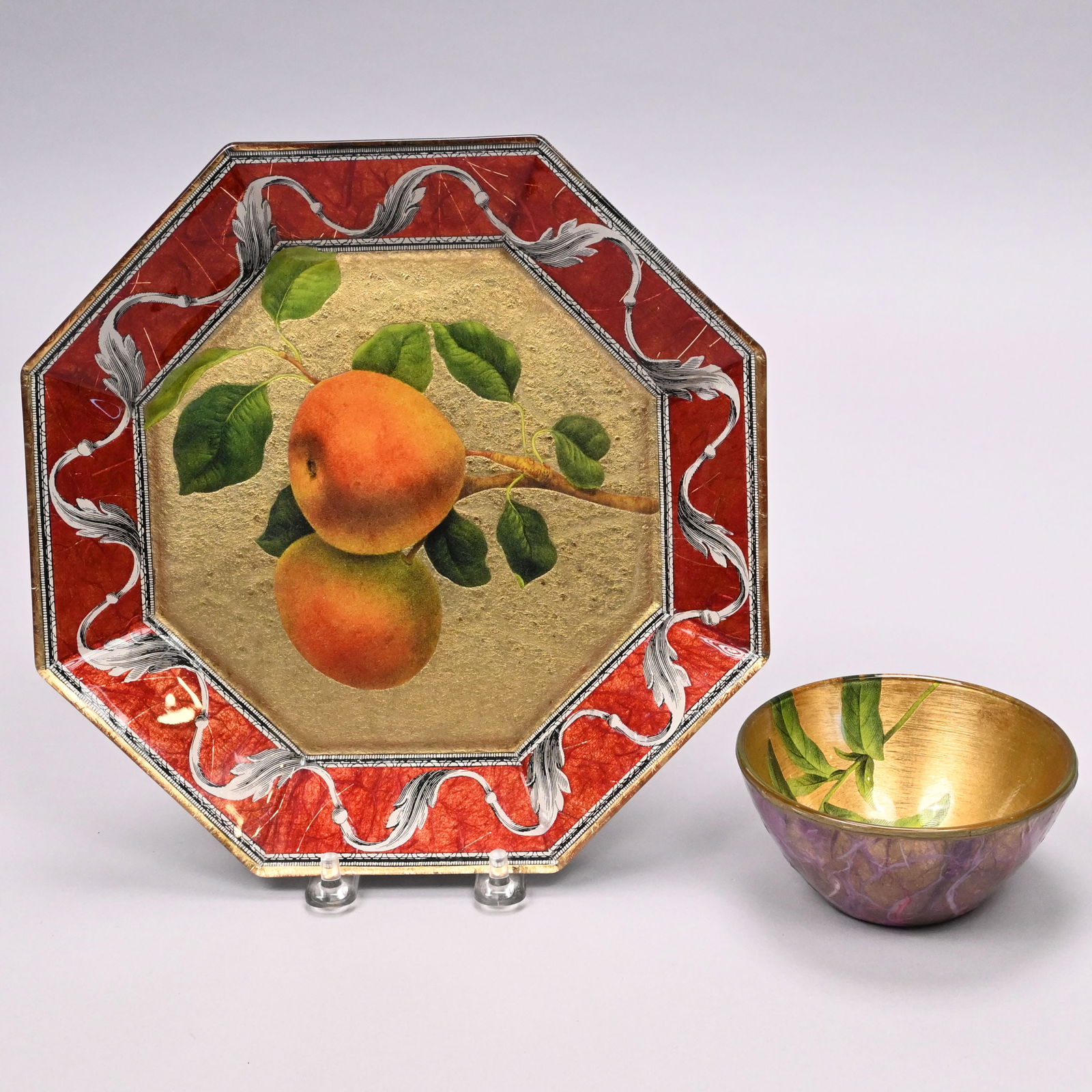 Contemp. Decoupage Glass Plate & Bowl,Scott Potter (1 of 7)