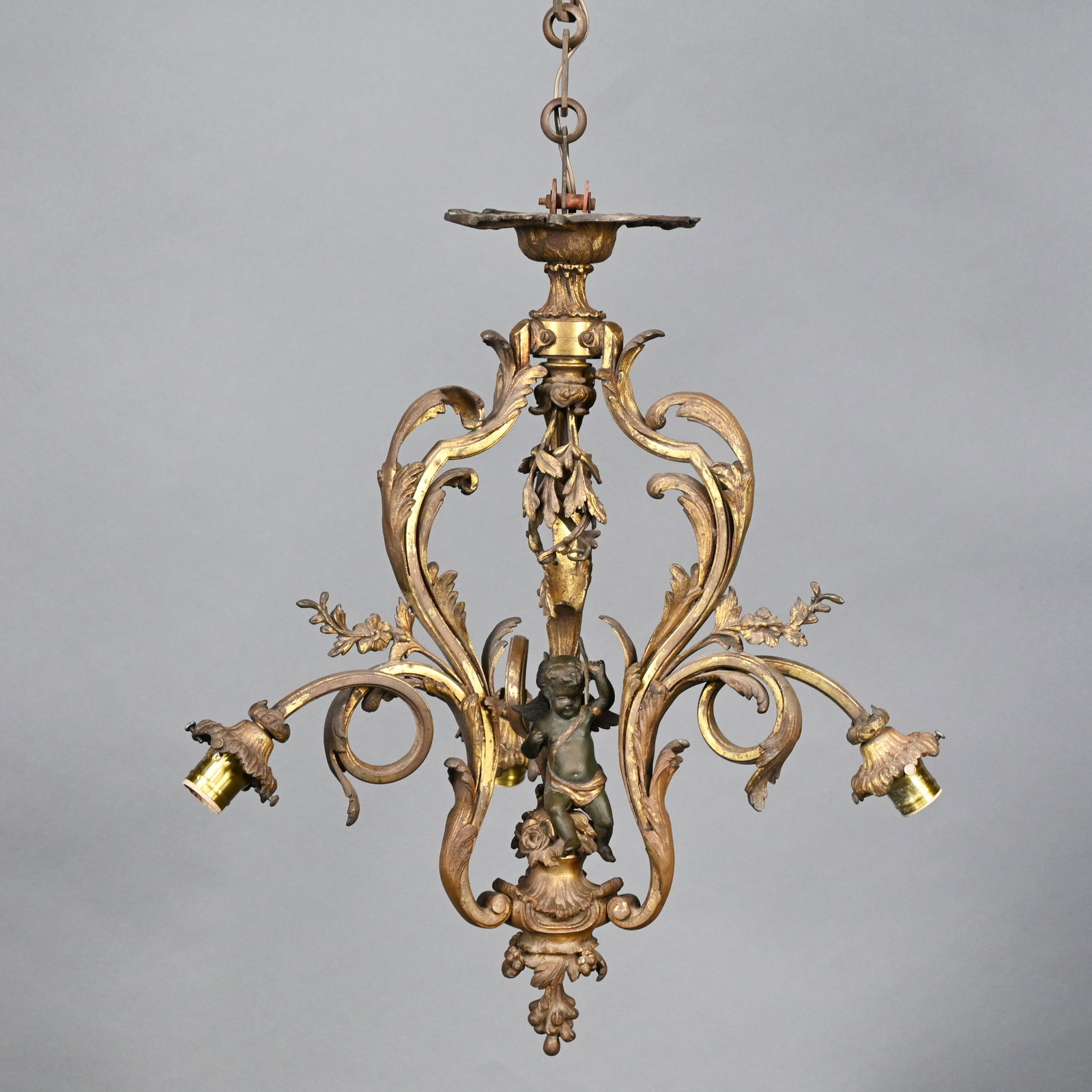 Louis XV Style Patinated & Gilt-Bronze Chandelier (1 of 13)