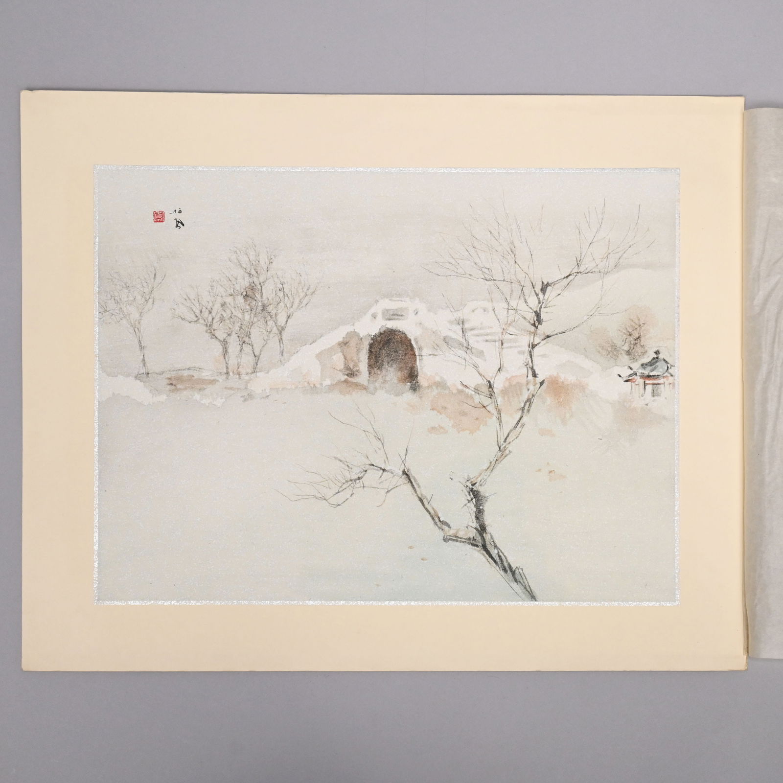 Seiho Takeuchi - Winter Sky: Seiho Takeuchi (Japanese, 1864-1942). Winter Sky. Ink and watercolor on paper, signed in ink with red character mark upper left, (12.75 x 17 inches), mounted at the corners to a sheet of paper;