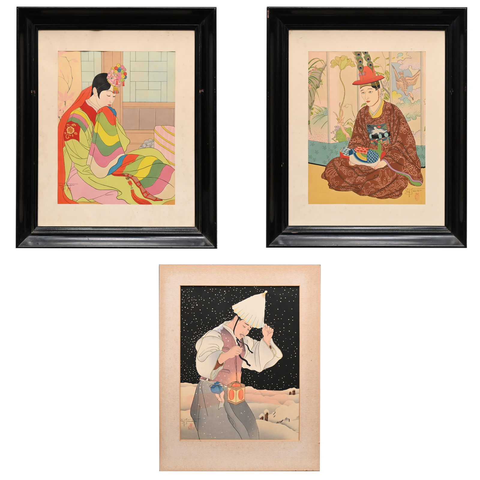 Paul Jacoulet - Three Woodblock Prints (1 of 14)