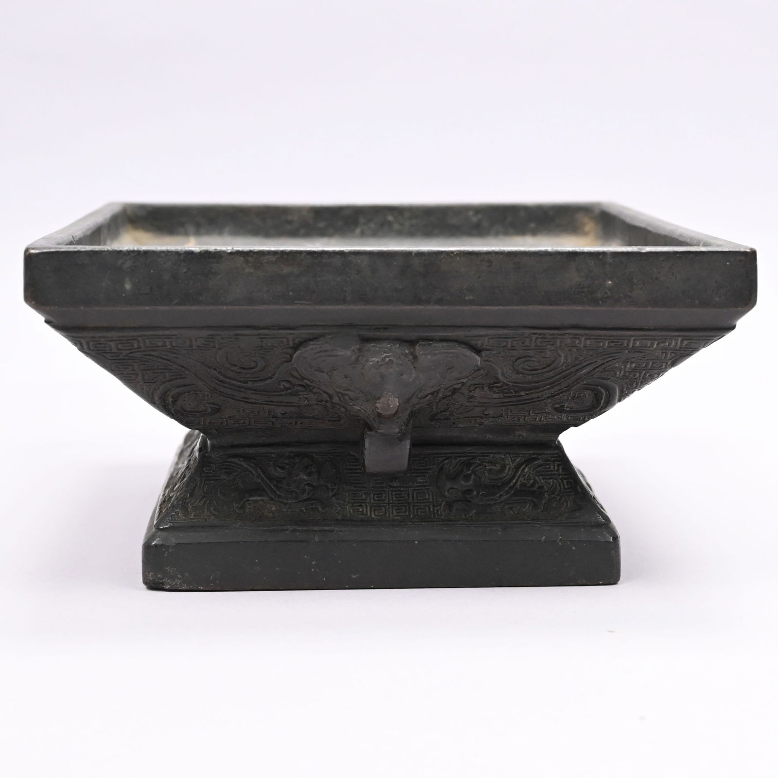 Chinese Cast Bronze Rectangular Censer - 2