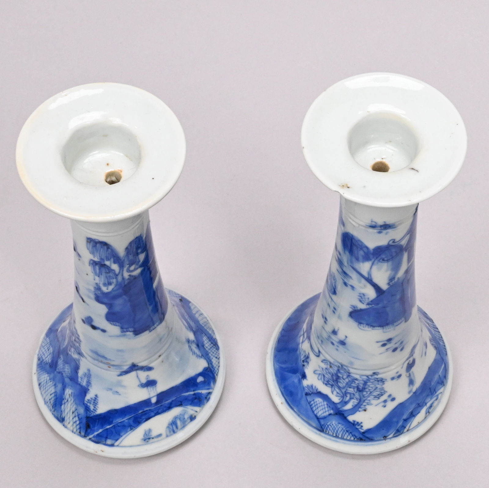 Pair Chinese Export Porcelain Nanking Candlesticks - 5