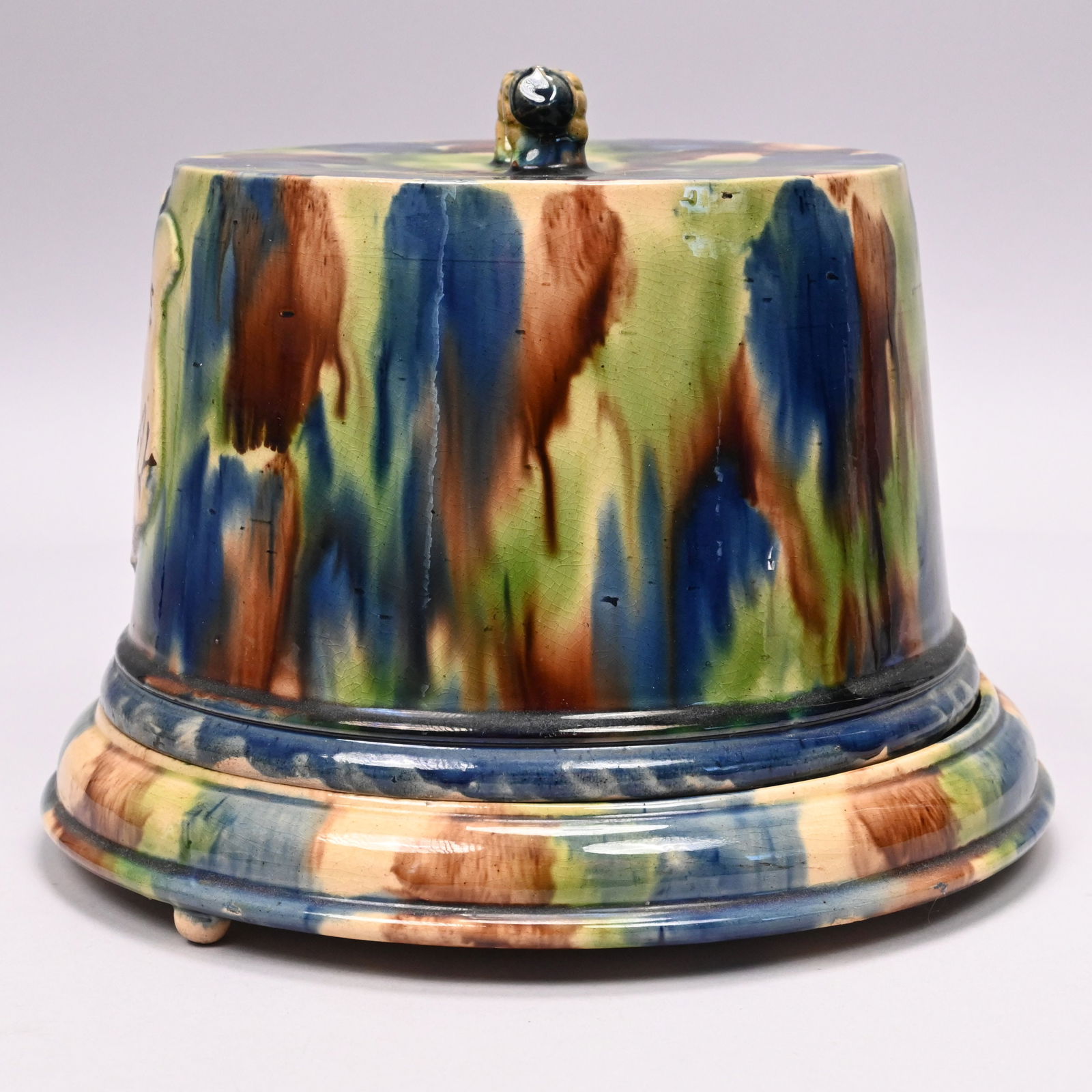 Scottish Glazed Yellow Ware Cheese Dish - 2