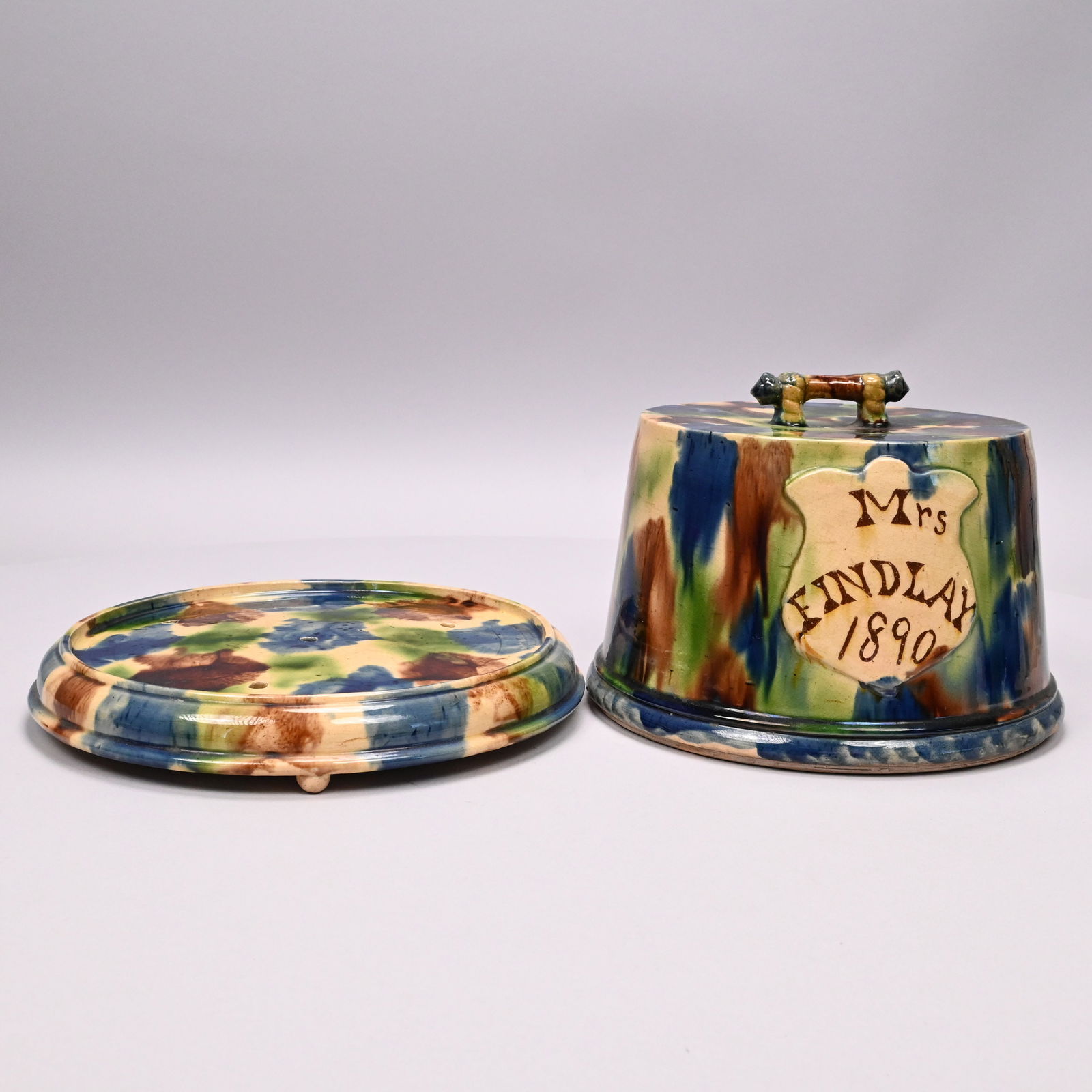 Scottish Glazed Yellow Ware Cheese Dish - 5