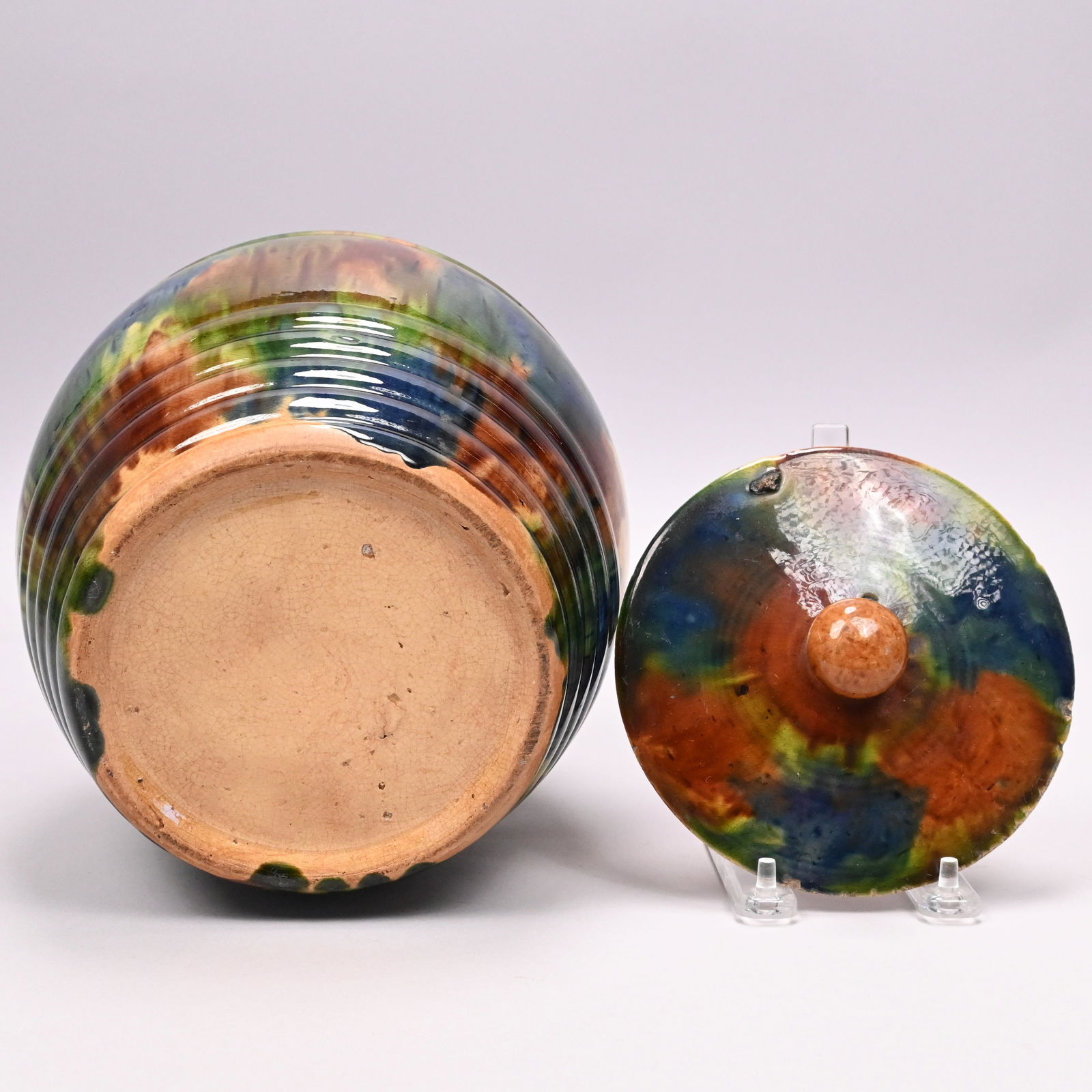 Scottish Glazed Yellow Ware Biscuit Barrel - 6