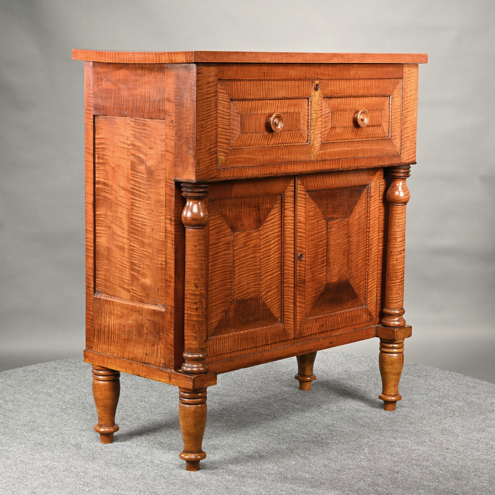 American Late Sheraton Tiger Maple & Butler's Desk (1 of 10)