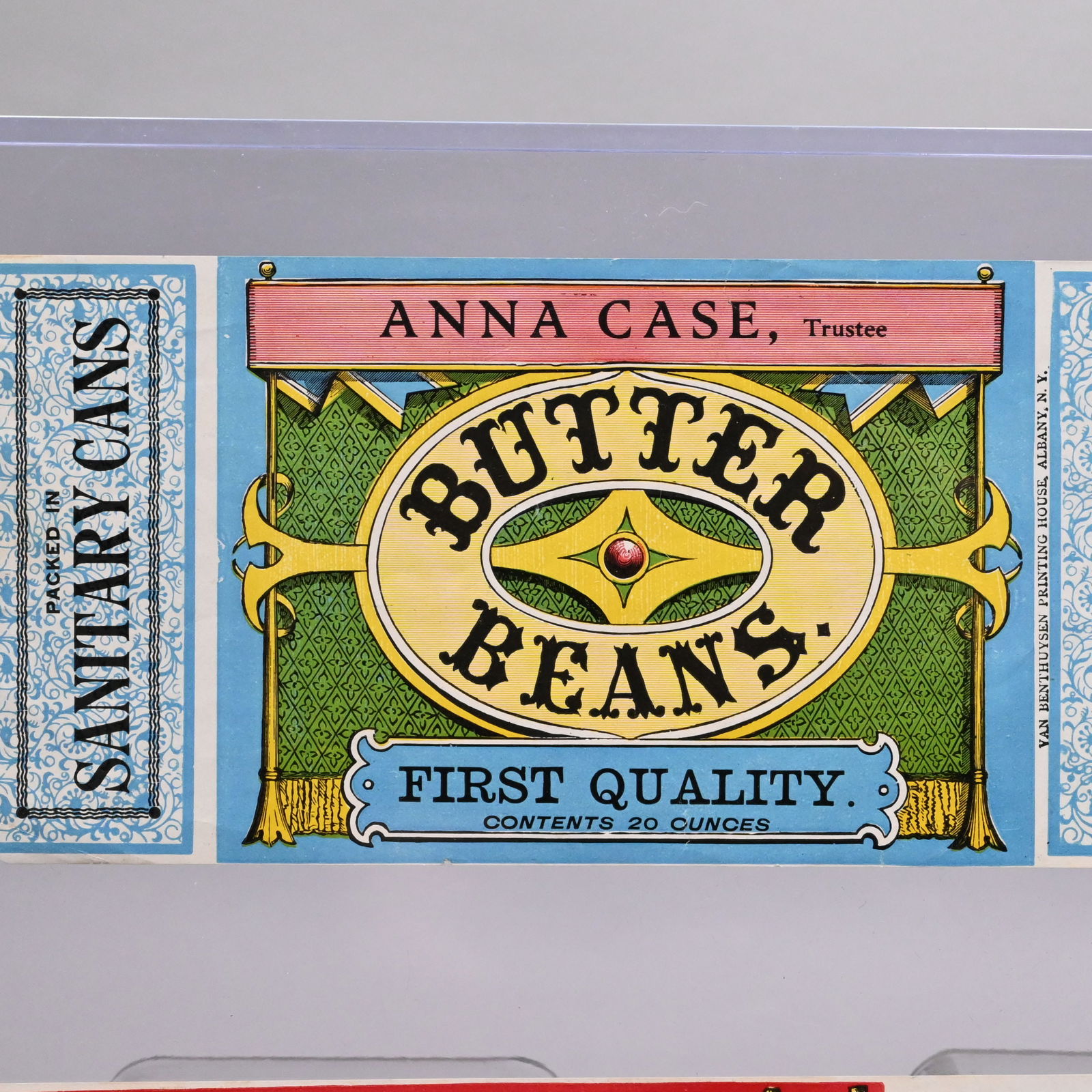 Two Shaker Paper Can Labels, Anna Case, Trustee - 2