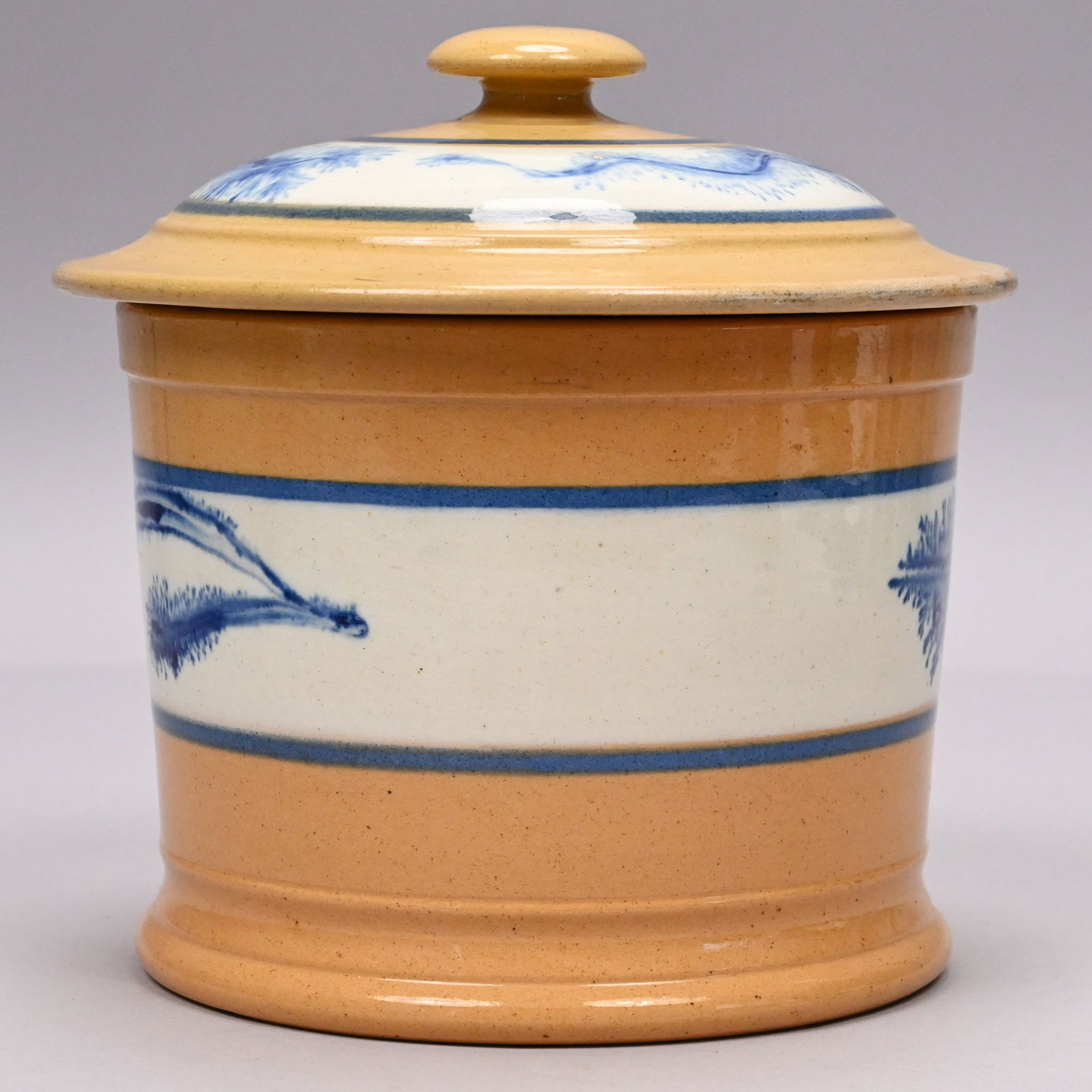 Glazed Redware Bean Pot& Yellow Ware Mochaware Jar - 10