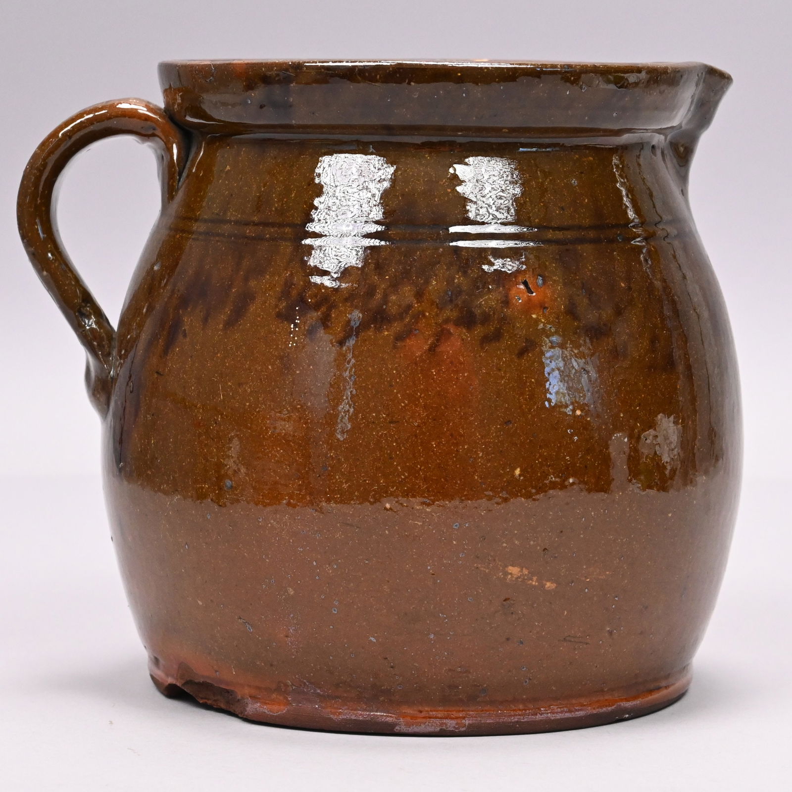 Glazed Redware Bean Pot& Yellow Ware Mochaware Jar - 2