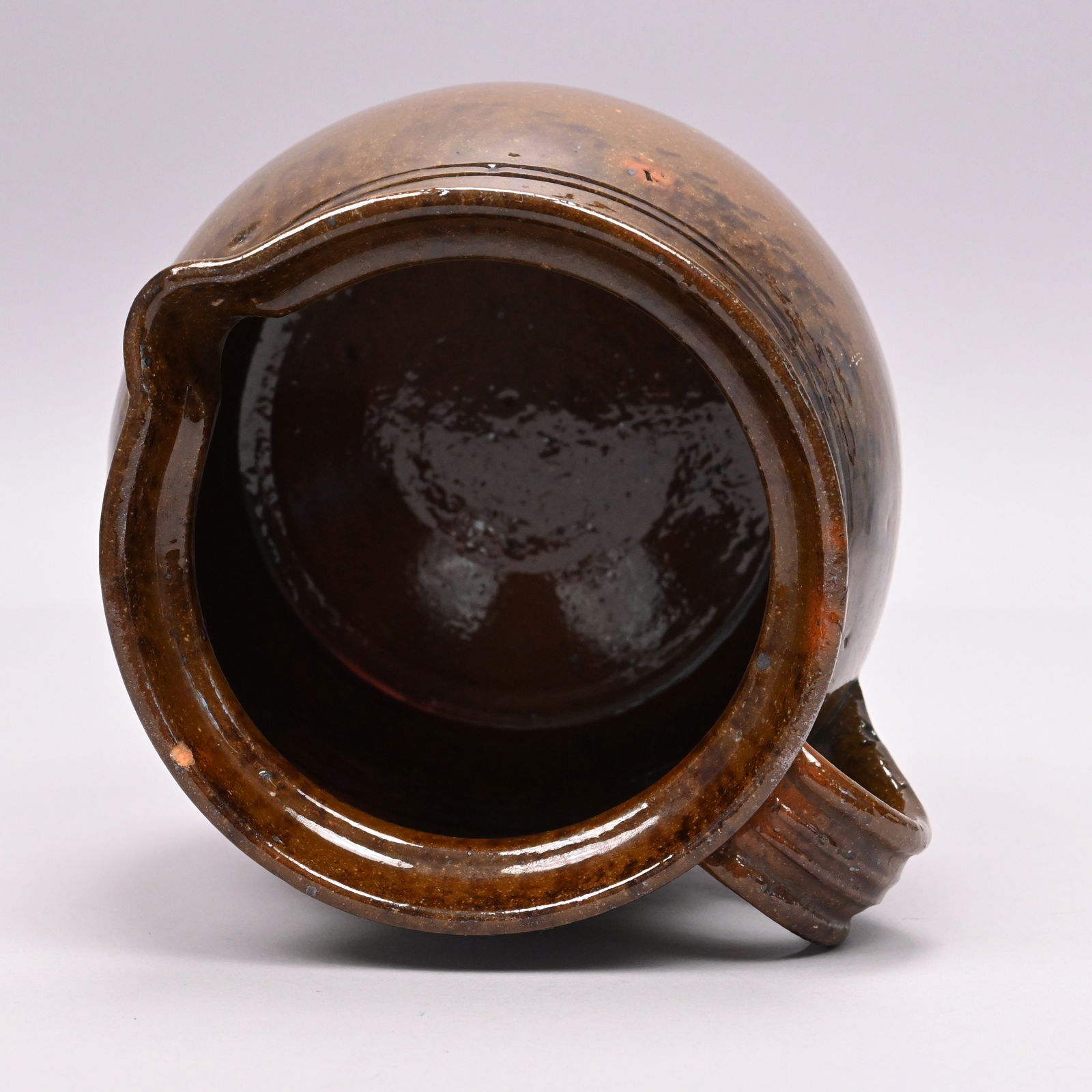 Glazed Redware Bean Pot& Yellow Ware Mochaware Jar - 6