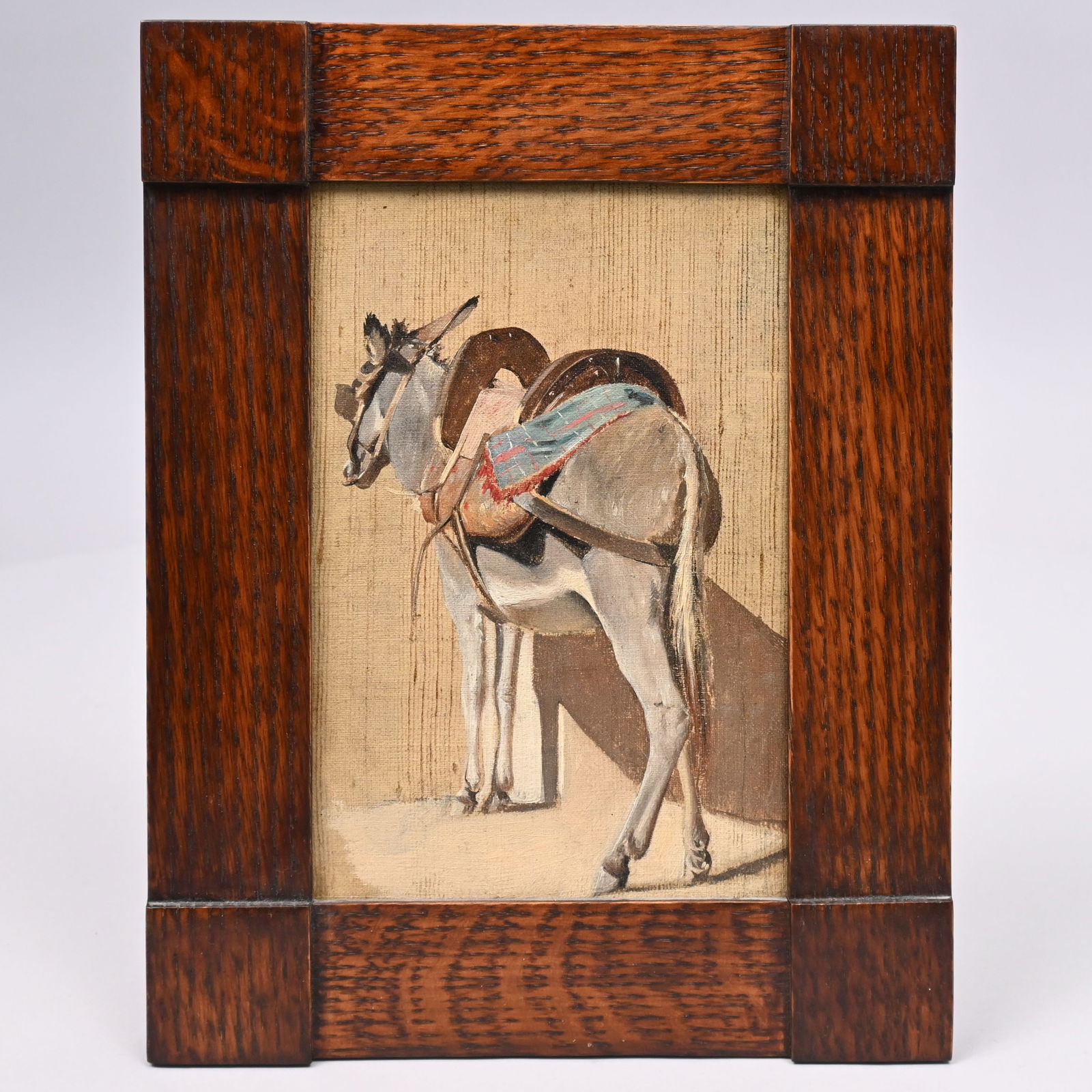 Francois-Emile Loizeau - A Donkey: Francois-Emile Loizeau (French, act. late 19th - early 20th century). A Donkey. Oil on canvas, (8.625 x 5.625 inches).Frame: H: 11.75 in., W: 8.75 in., D: 1 in.