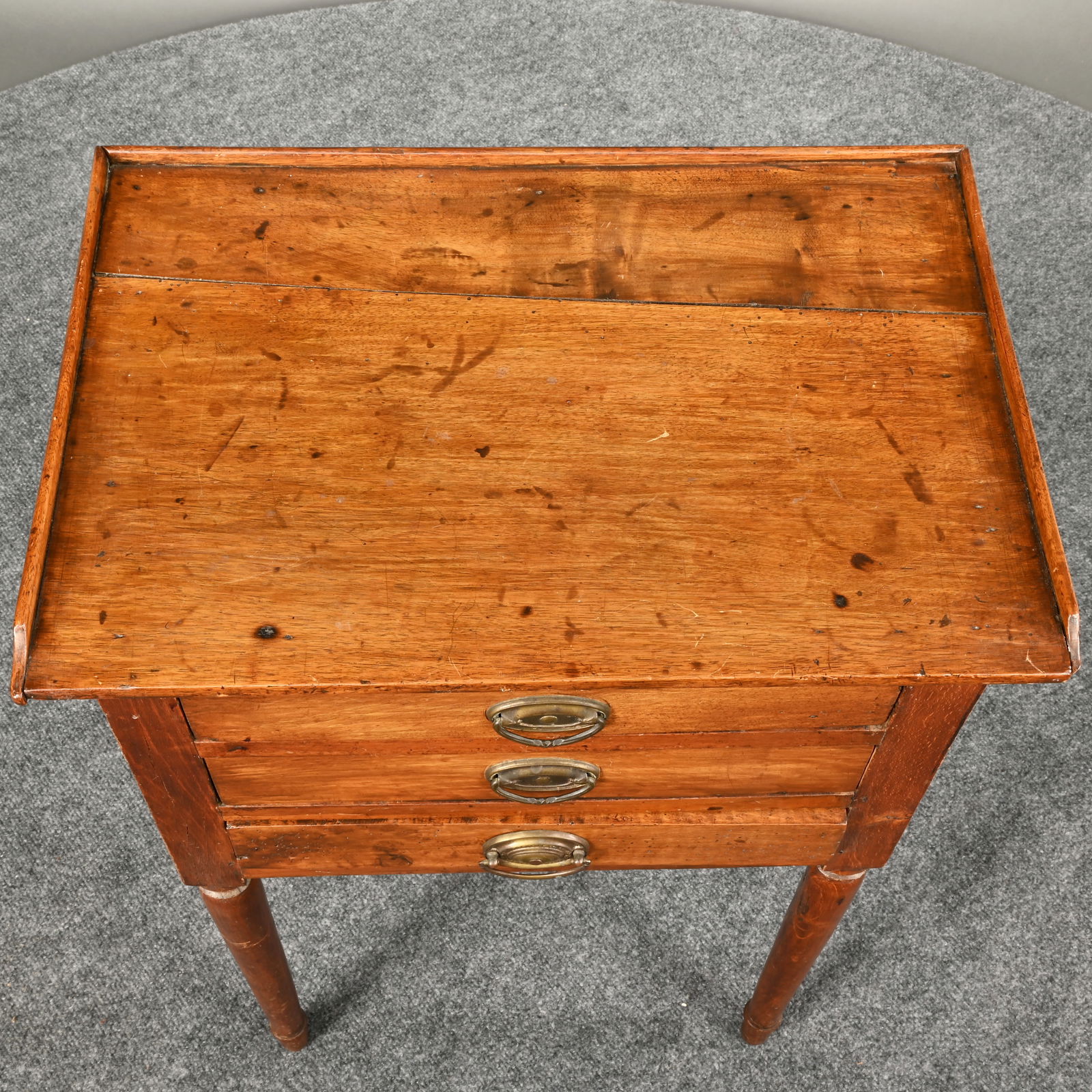 French Provincial Three-Drawer Walnut Work Table - 10