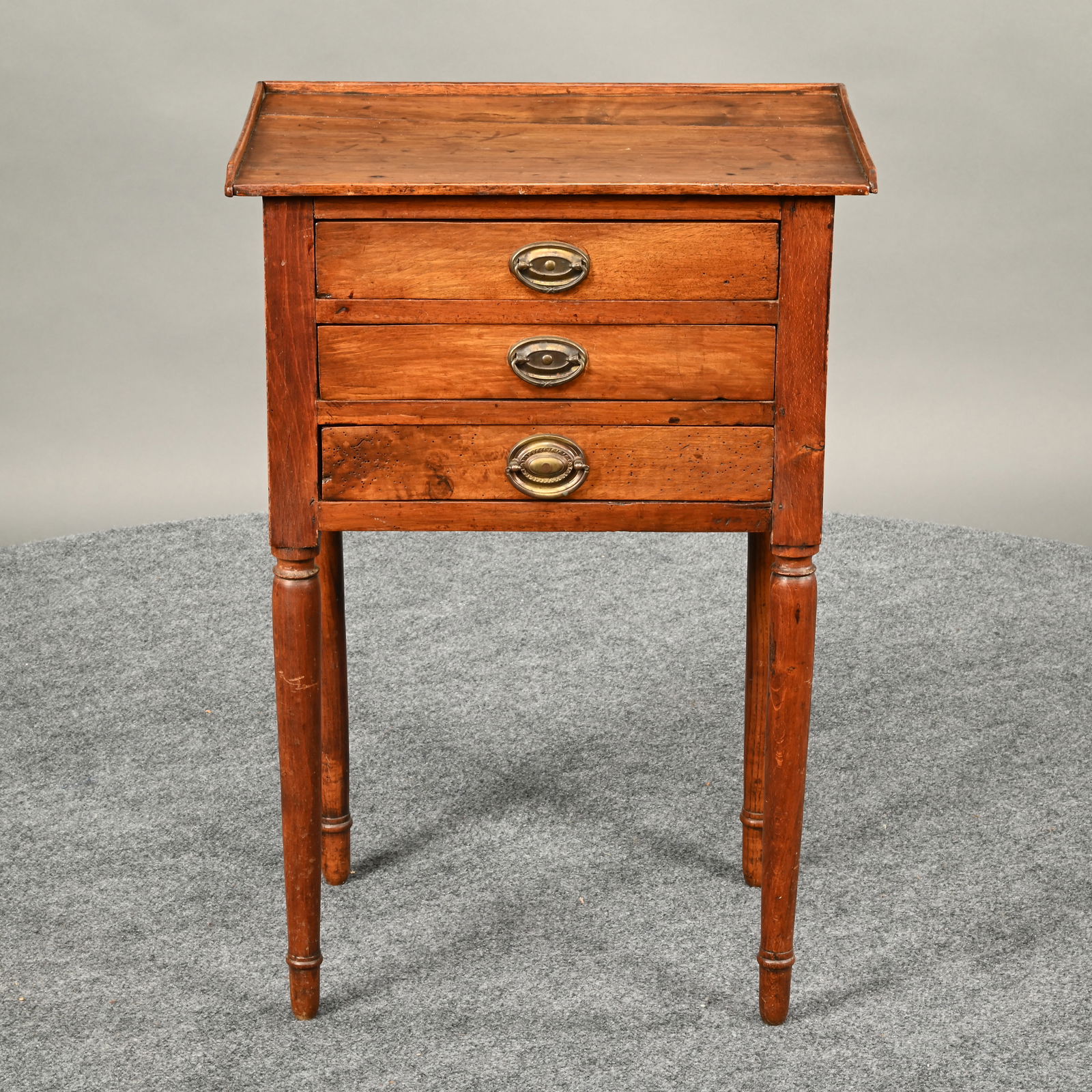 French Provincial Three-Drawer Walnut Work Table - 2