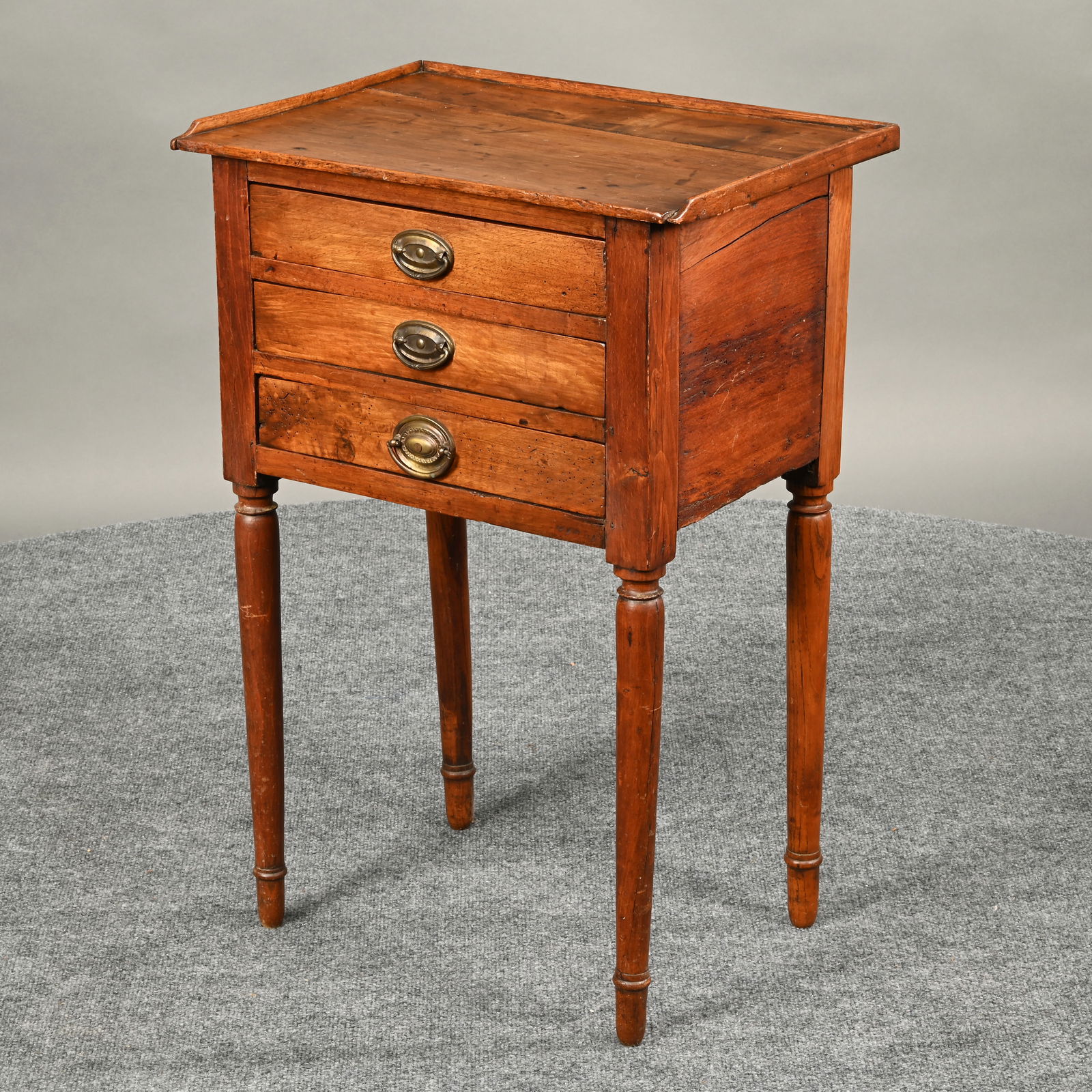 French Provincial Three-Drawer Walnut Work Table - 3