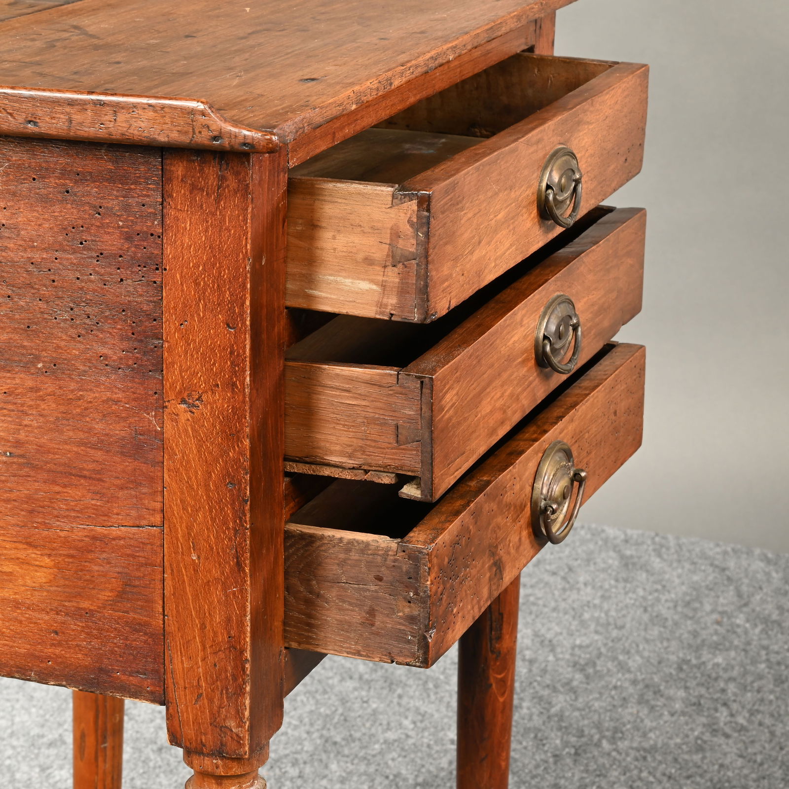 French Provincial Three-Drawer Walnut Work Table - 9