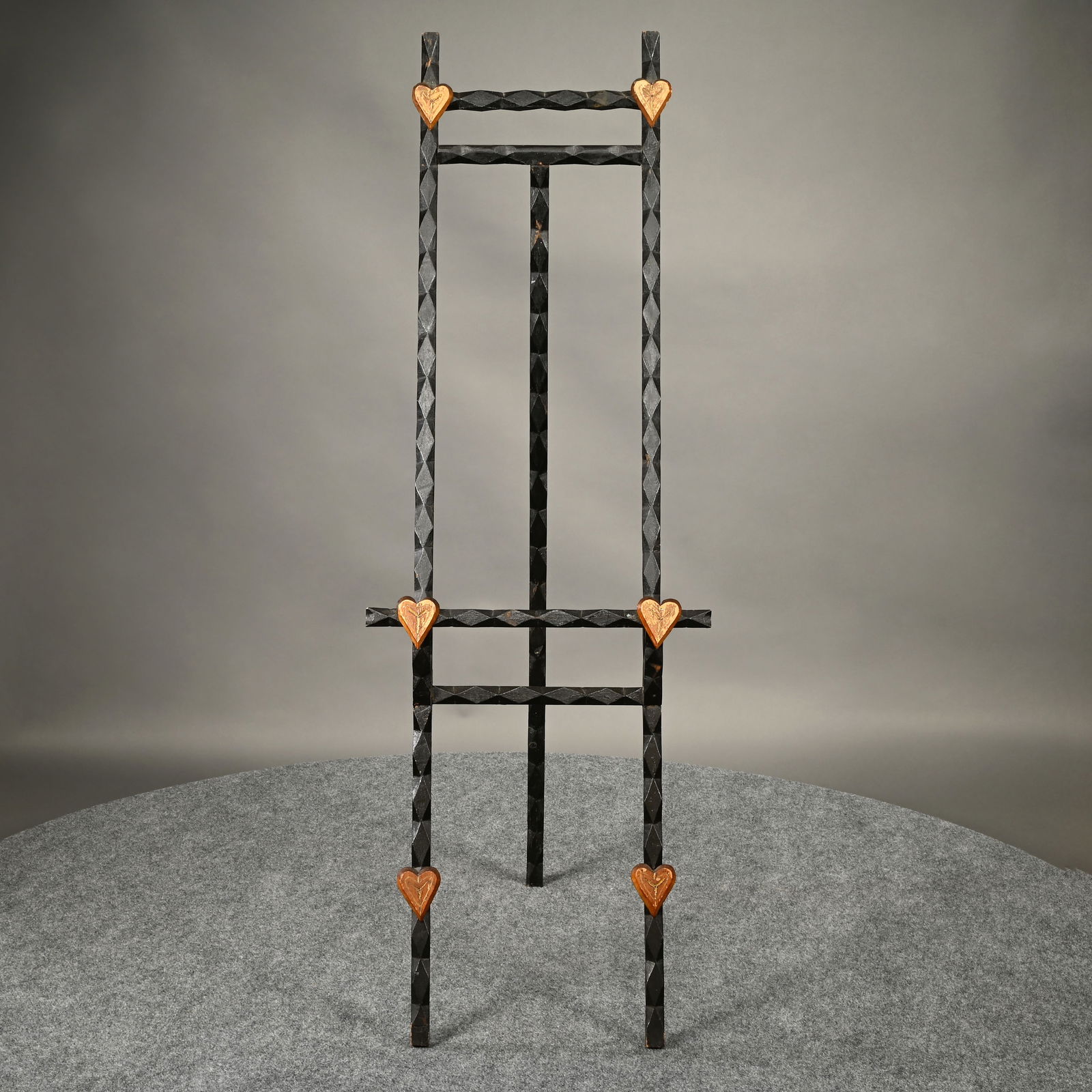 Folk Art Paint-Decorated Easel in Black Paint (1 of 6)