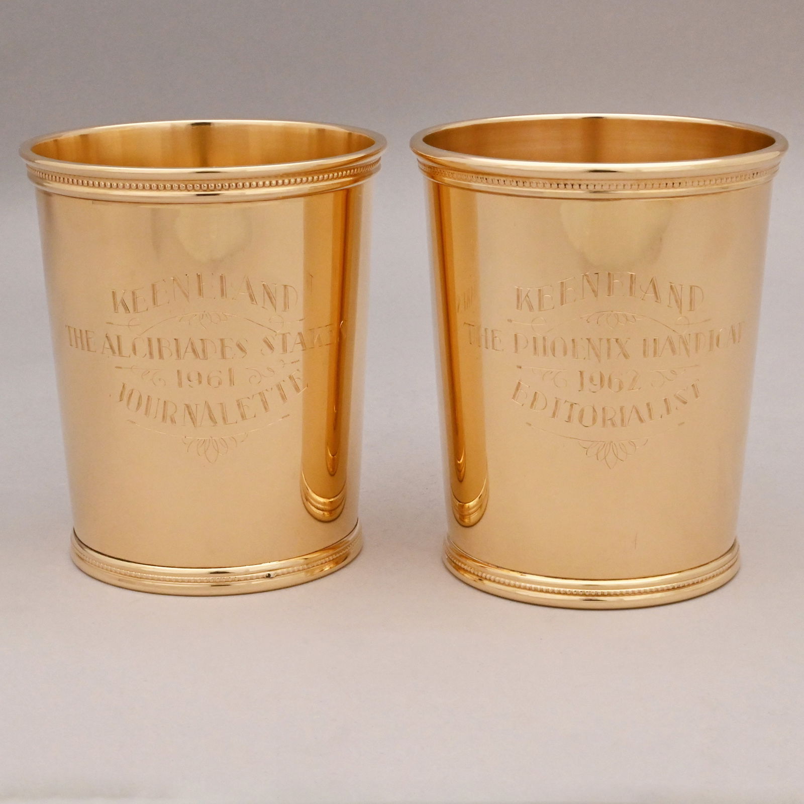 Pair 14k Yellow Gold Mint Julep Cups, Mark Scearce (1 of 11)